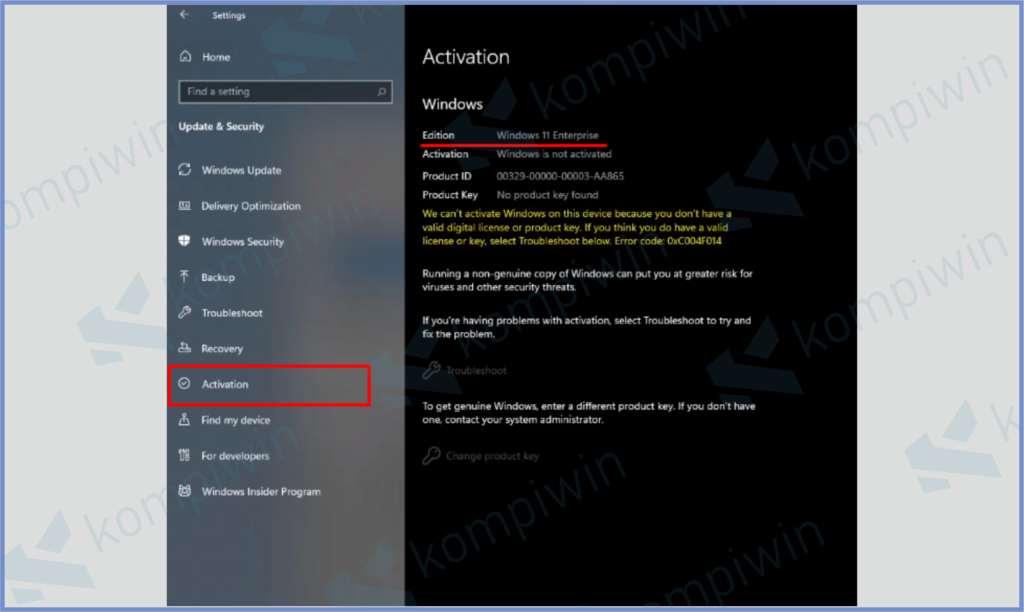 Lihat Versi Windows Di Menu Activation 