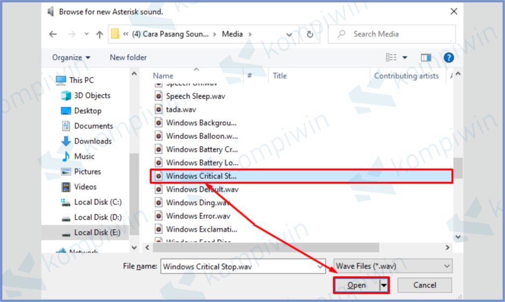 Pilih File Sound Pengganti Dan Open 