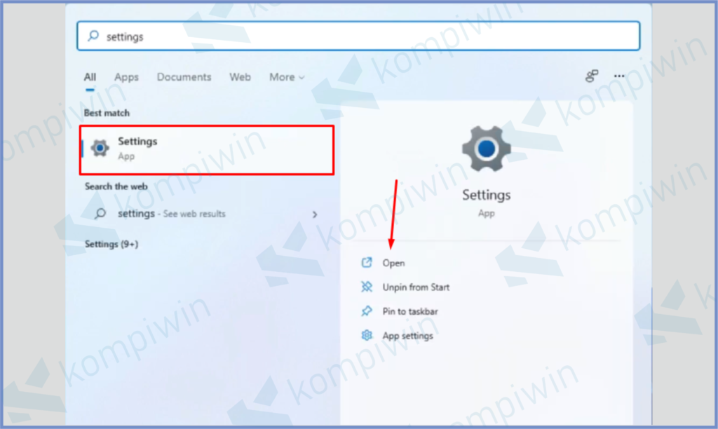 Silahkan Buka Jendela Settings 