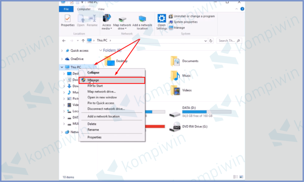 Klik Kanan This PC Dan Pilih Manage 