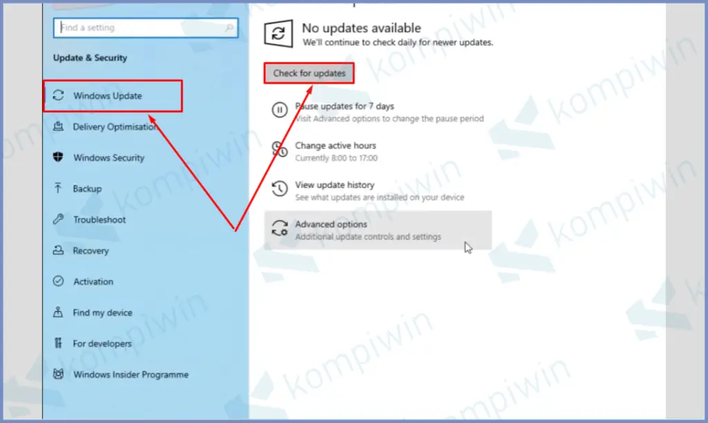 Masuk Ke Windows Update Klik Check 