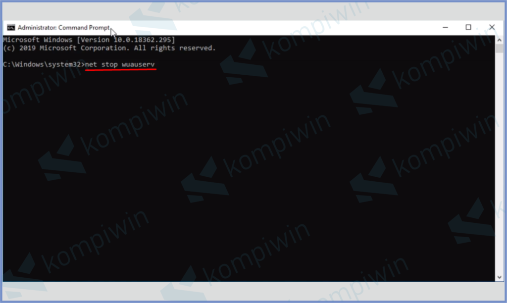 Masukkan Perintah Net Stop Wuasuerv 