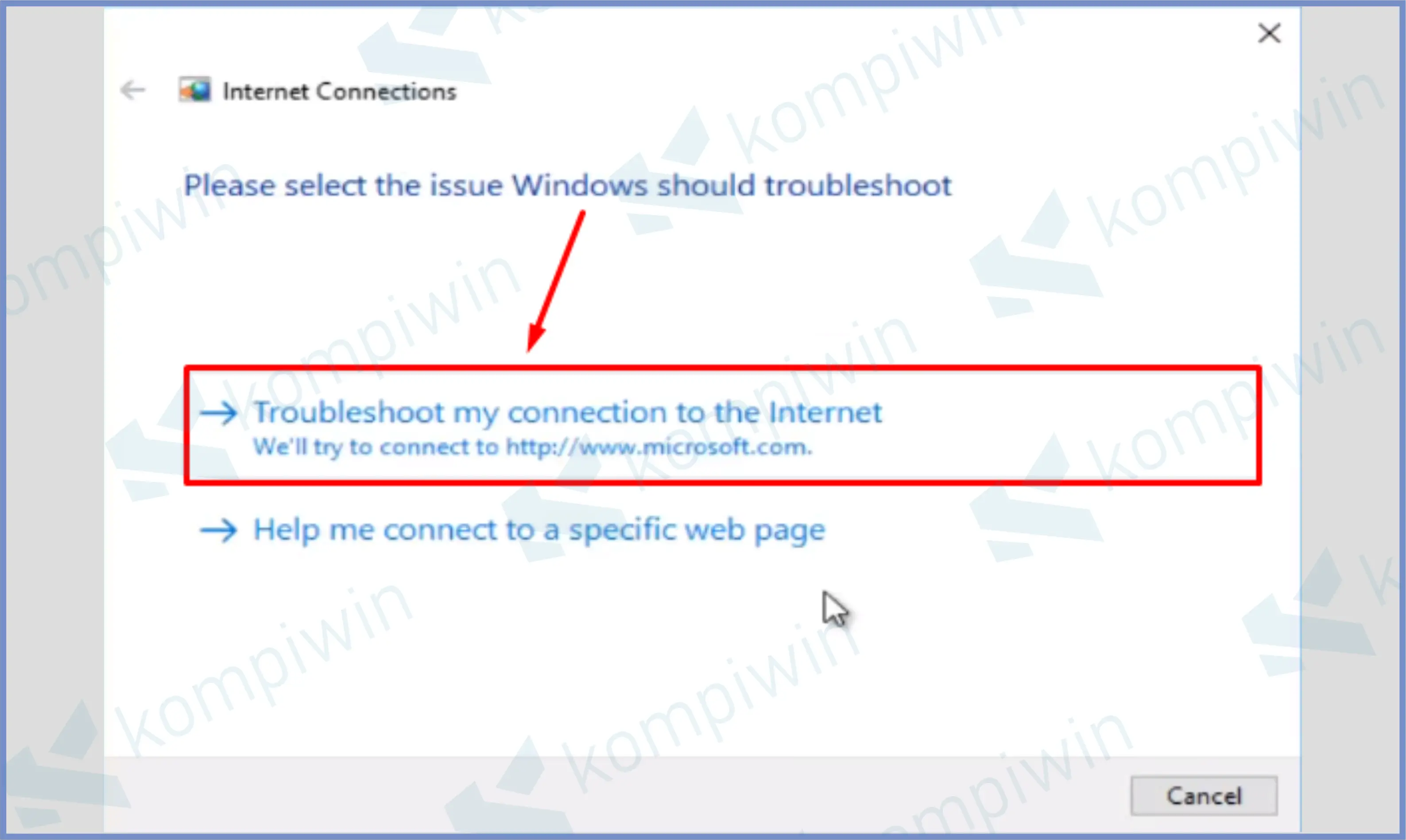 Pencet Tombol Troubleshoot My Connection