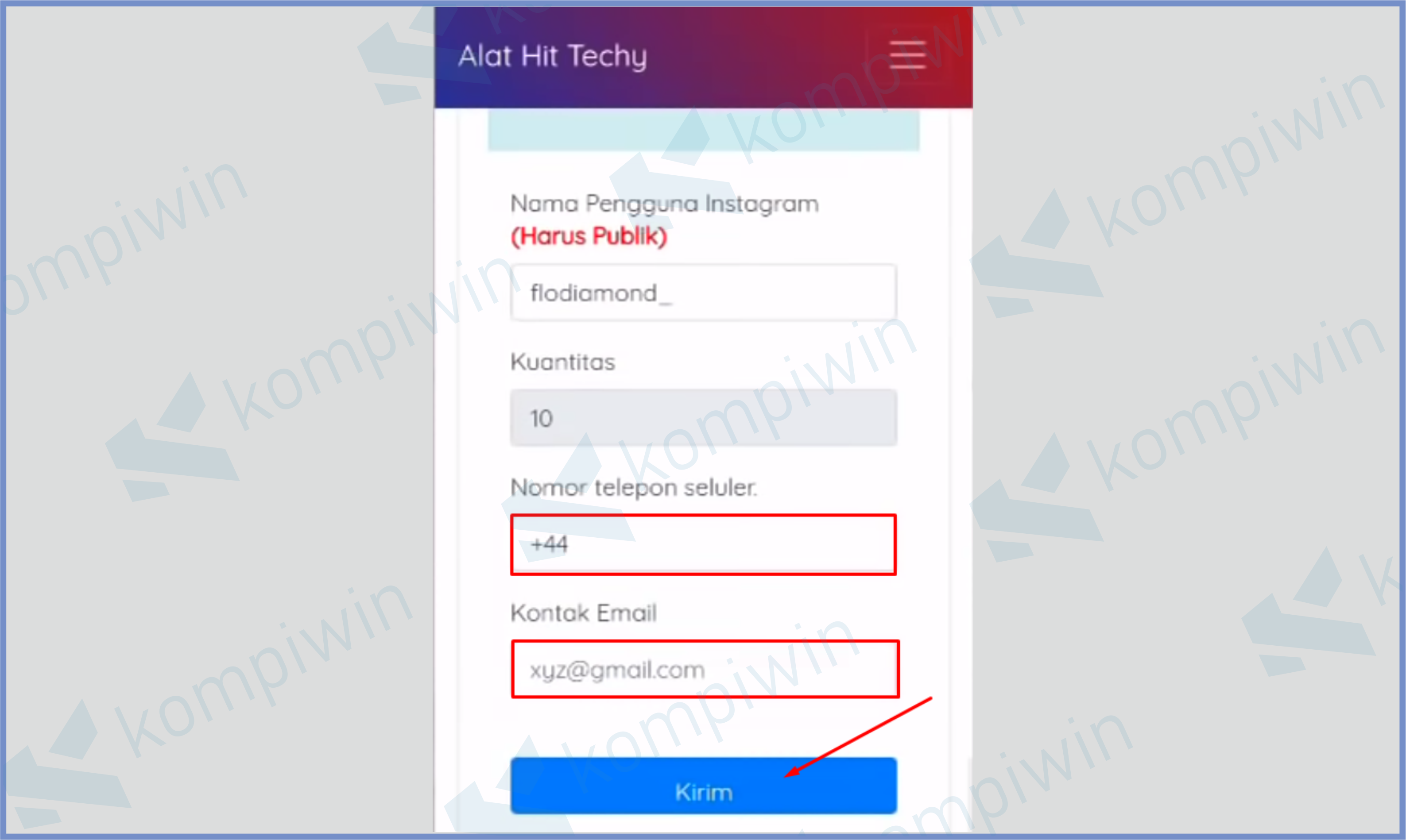 26 Masukkan Nomor Dan Email - Daftar Aplikasi Penambah Followers Instagram