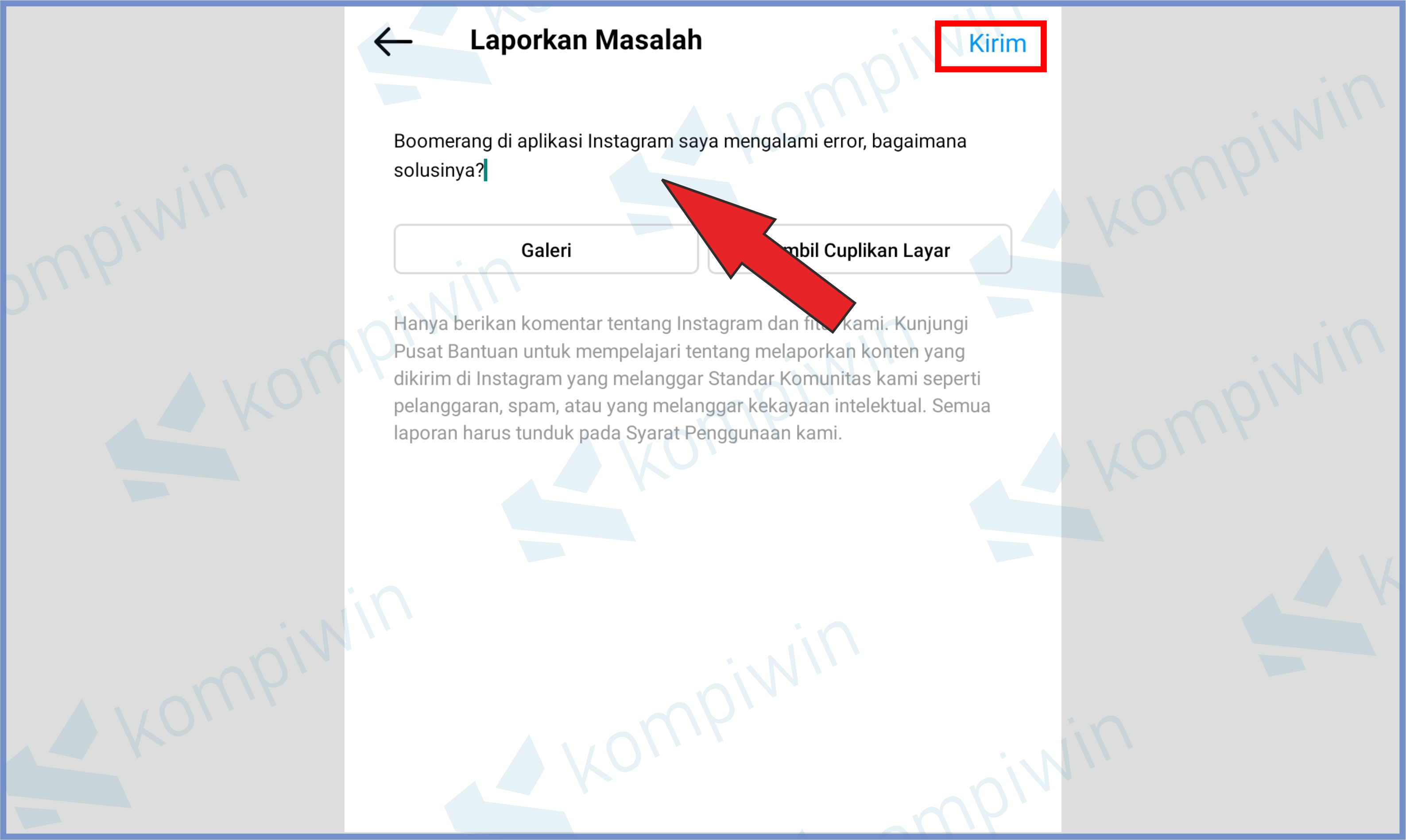 Laporkan Masalah Dan Kirim