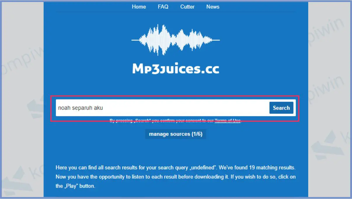 Masukkan Judul Beserta Penyanyi pada Kolom Pencarian - Cara Download Lagu di MP3 Juices