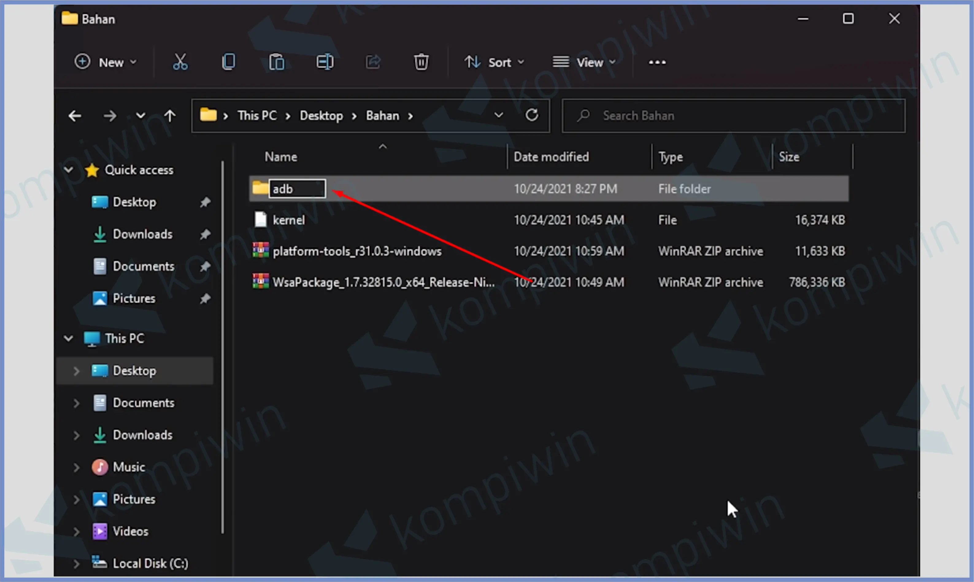 2 Rename Folder adb - Cara Install APK Android Di Windows 11 Tanpa Emulator
