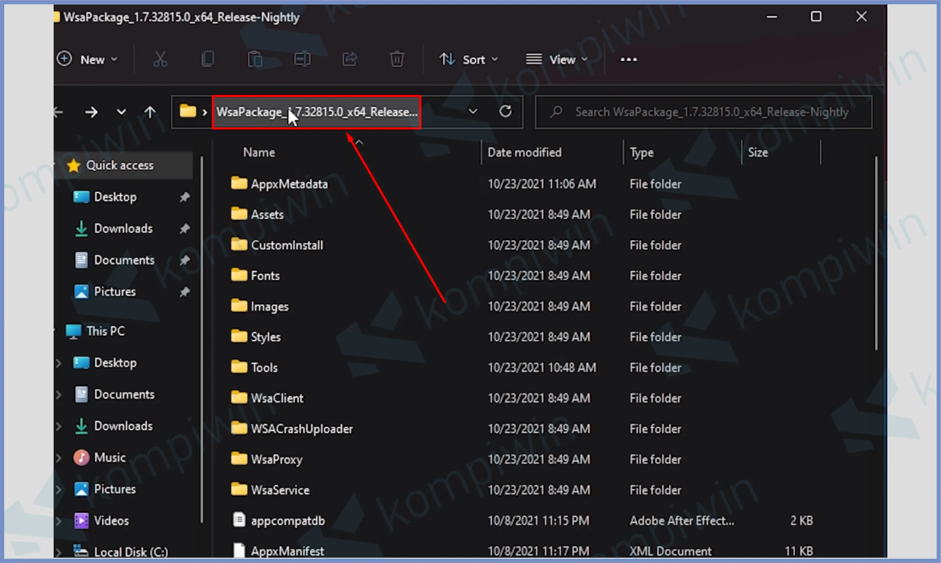 9 Klik Kanan Folder WsaPackage - Cara Install APK Android Di Windows 11 Tanpa Emulator