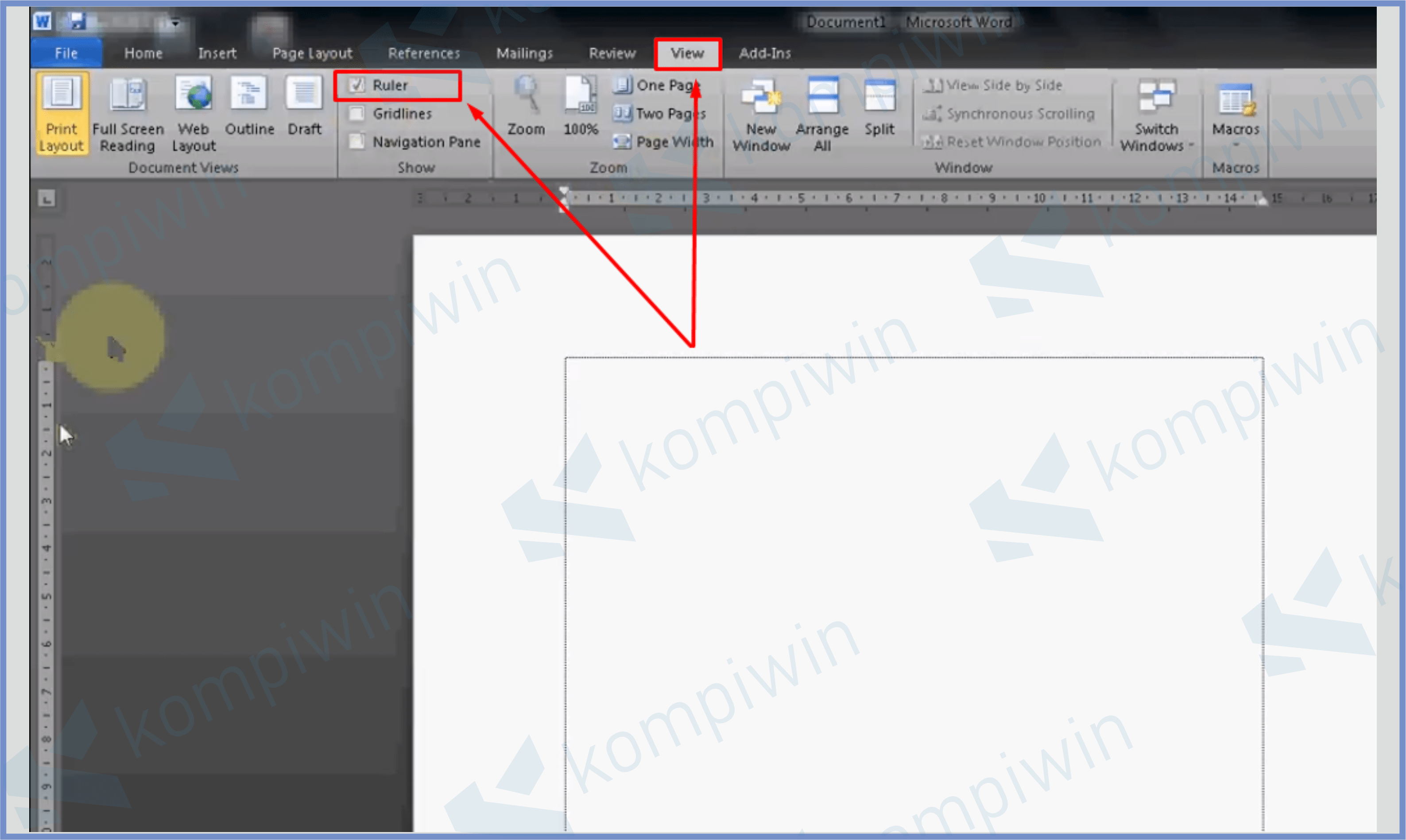 Masuk Ke View Dan Centang Ruler 2