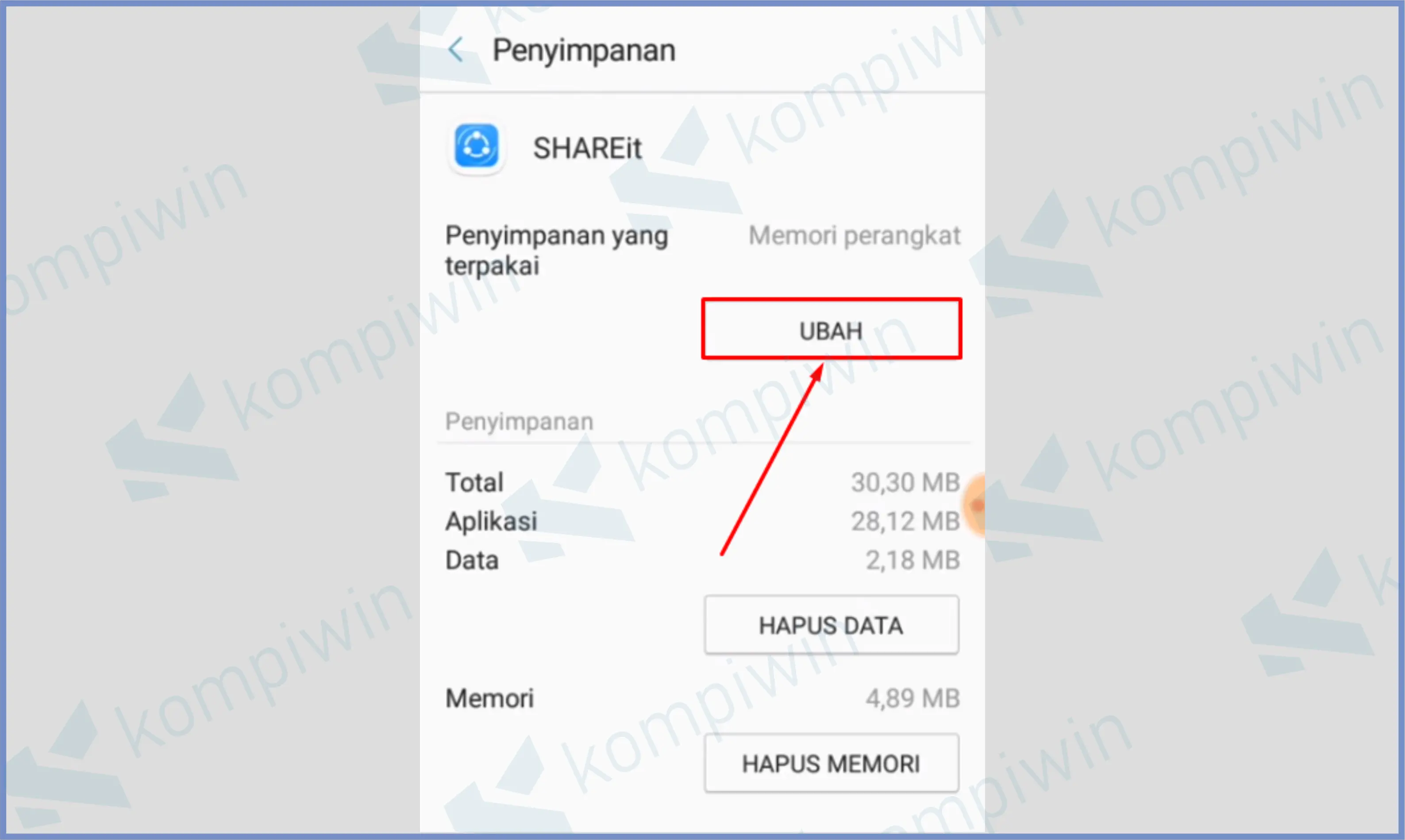 Pencet Tombol Ubah - Cara Agar Download Di Playstore Masuk Ke SD Card Samsung J2 Prime