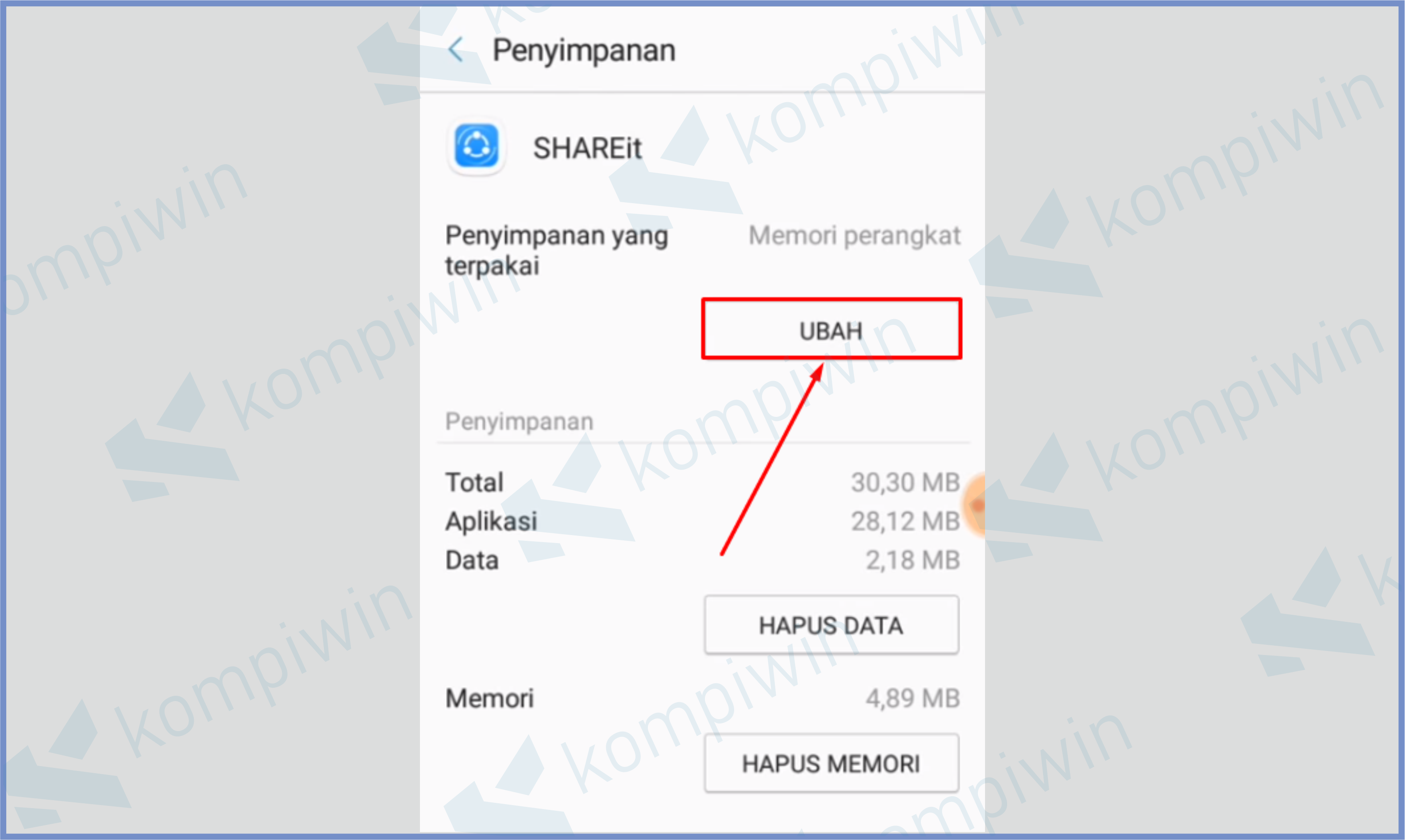 Pencet Tombol Ubah - Cara Agar Download Di Playstore Masuk Ke SD Card Samsung J2 Prime