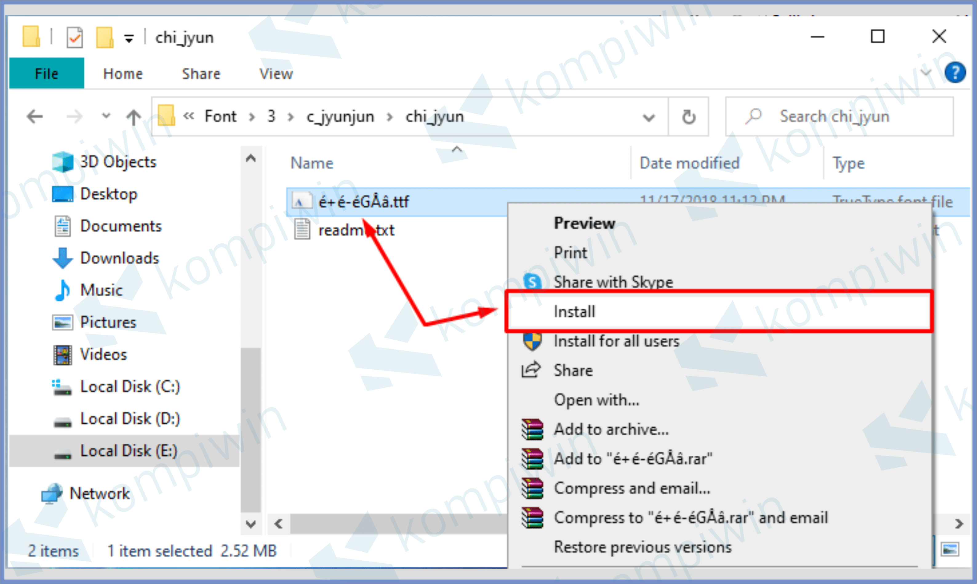 11 Klik Kanan Font Lalu Install - Cara Install Font