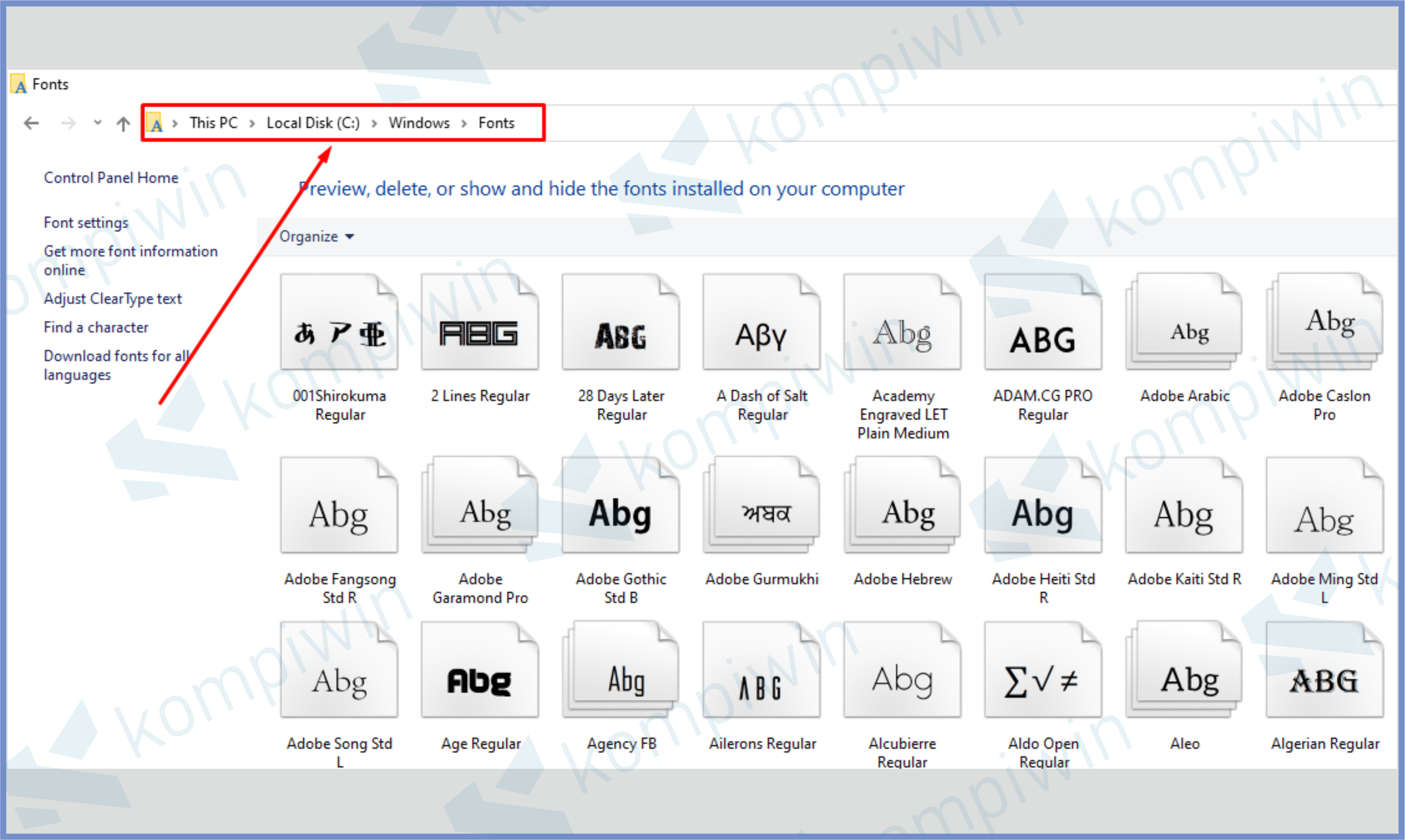 13 Masuk Ke Lokasi Font - Cara Install Font