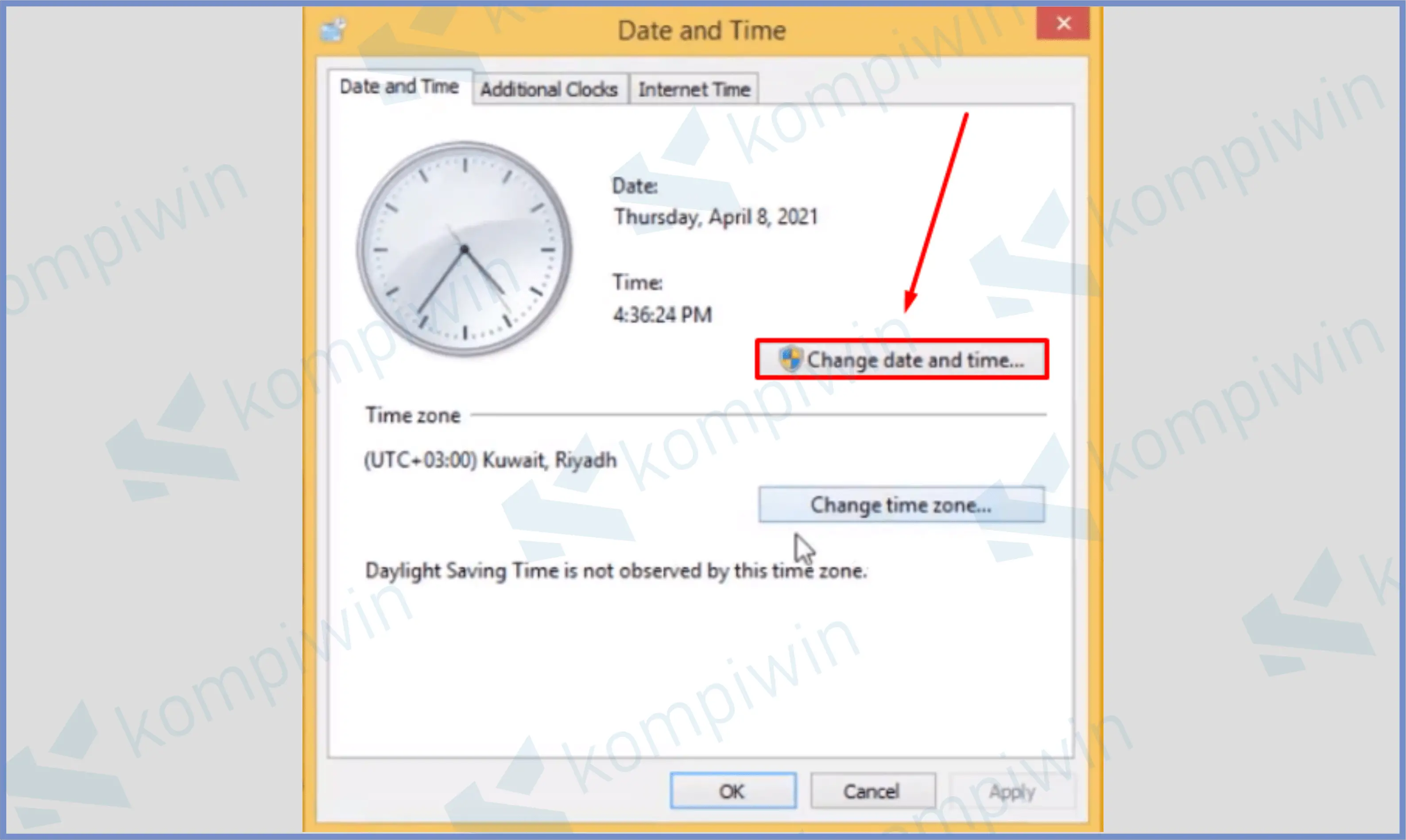 14 Klik Change Date and Time - Cara Mengganti Waktu Dan Tanggal Di Windows