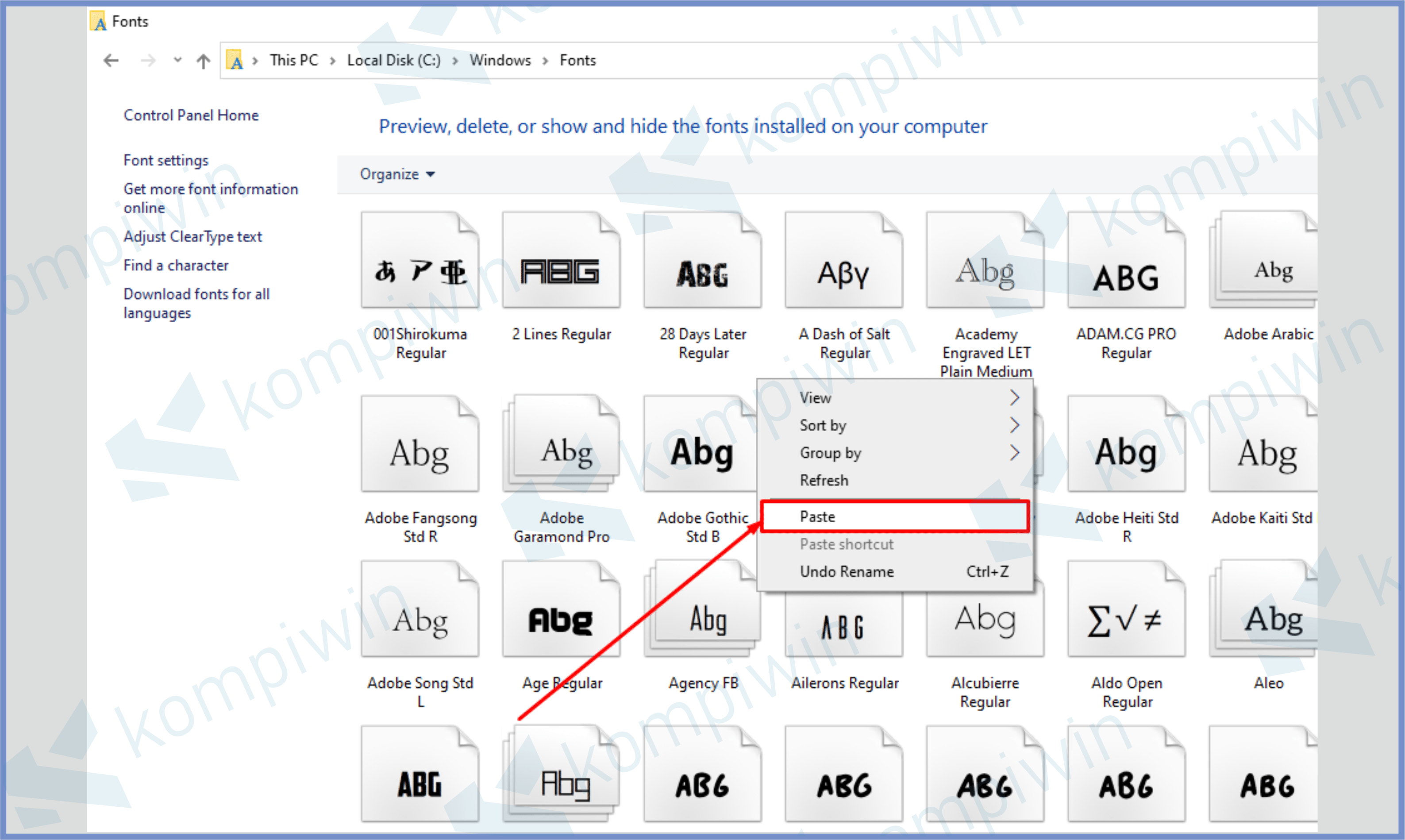 14 Paste Font Di Folder - Cara Install Font