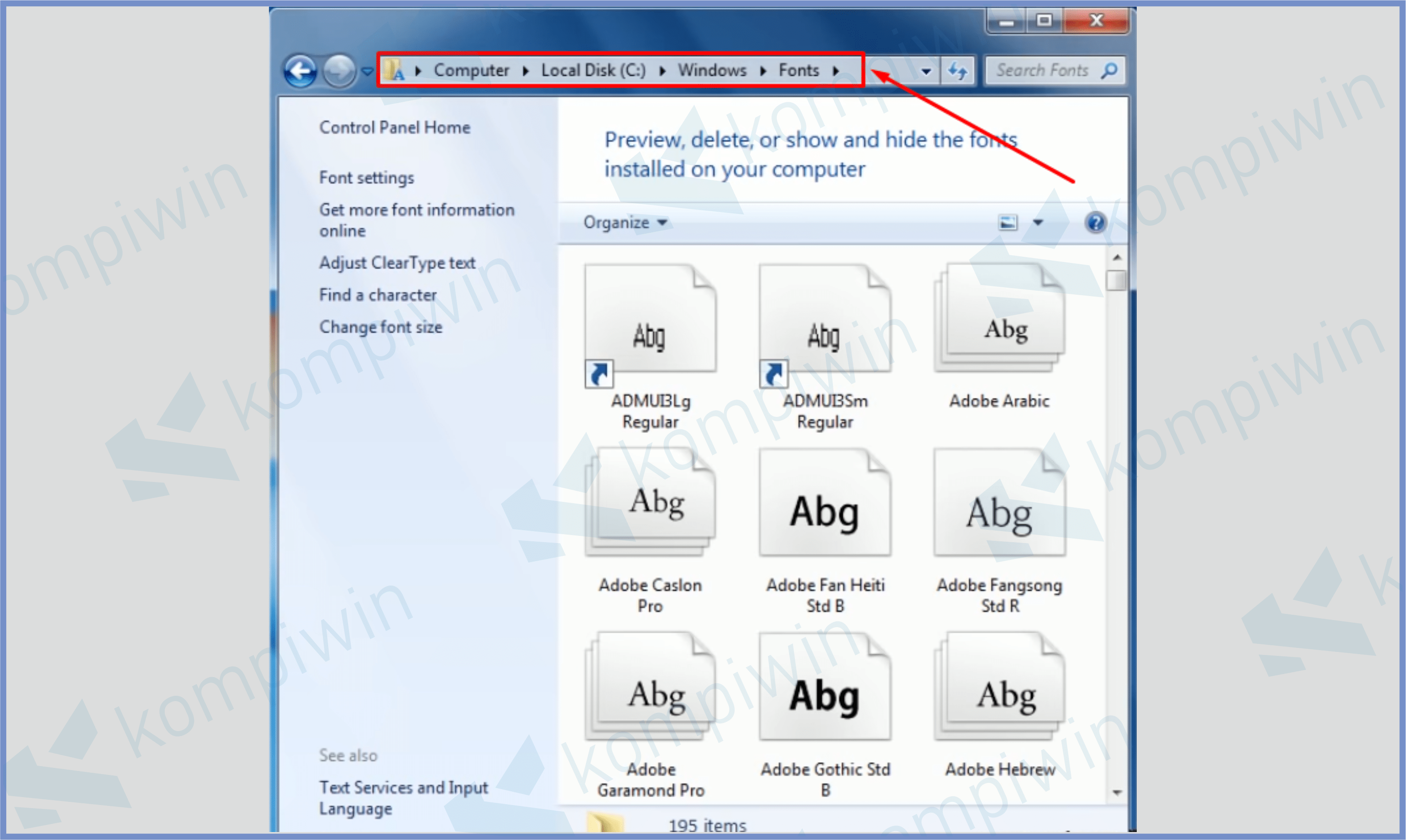 5 Masuk Lokasi Folder Font - Cara Install Font