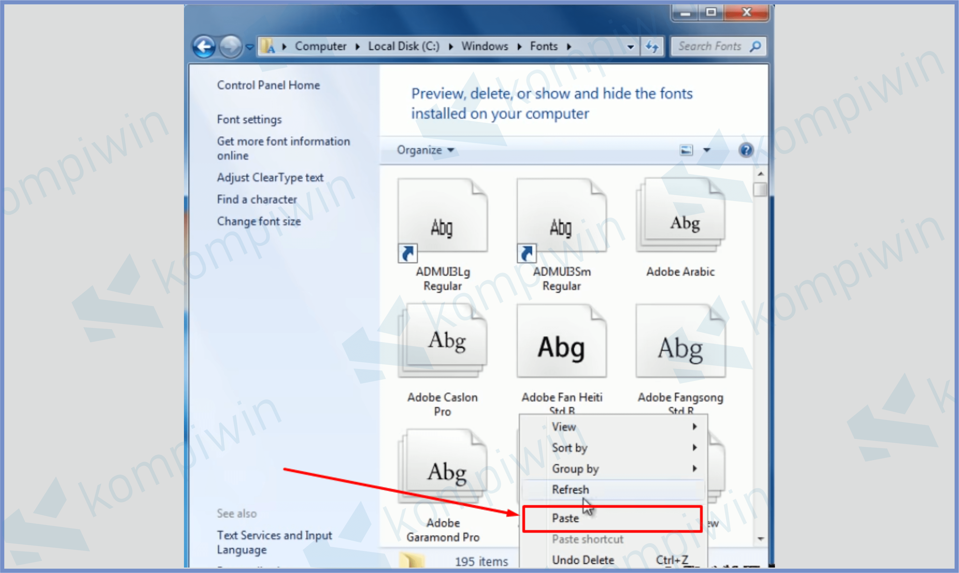 6 Silahkan Paste Font Disini - Cara Install Font