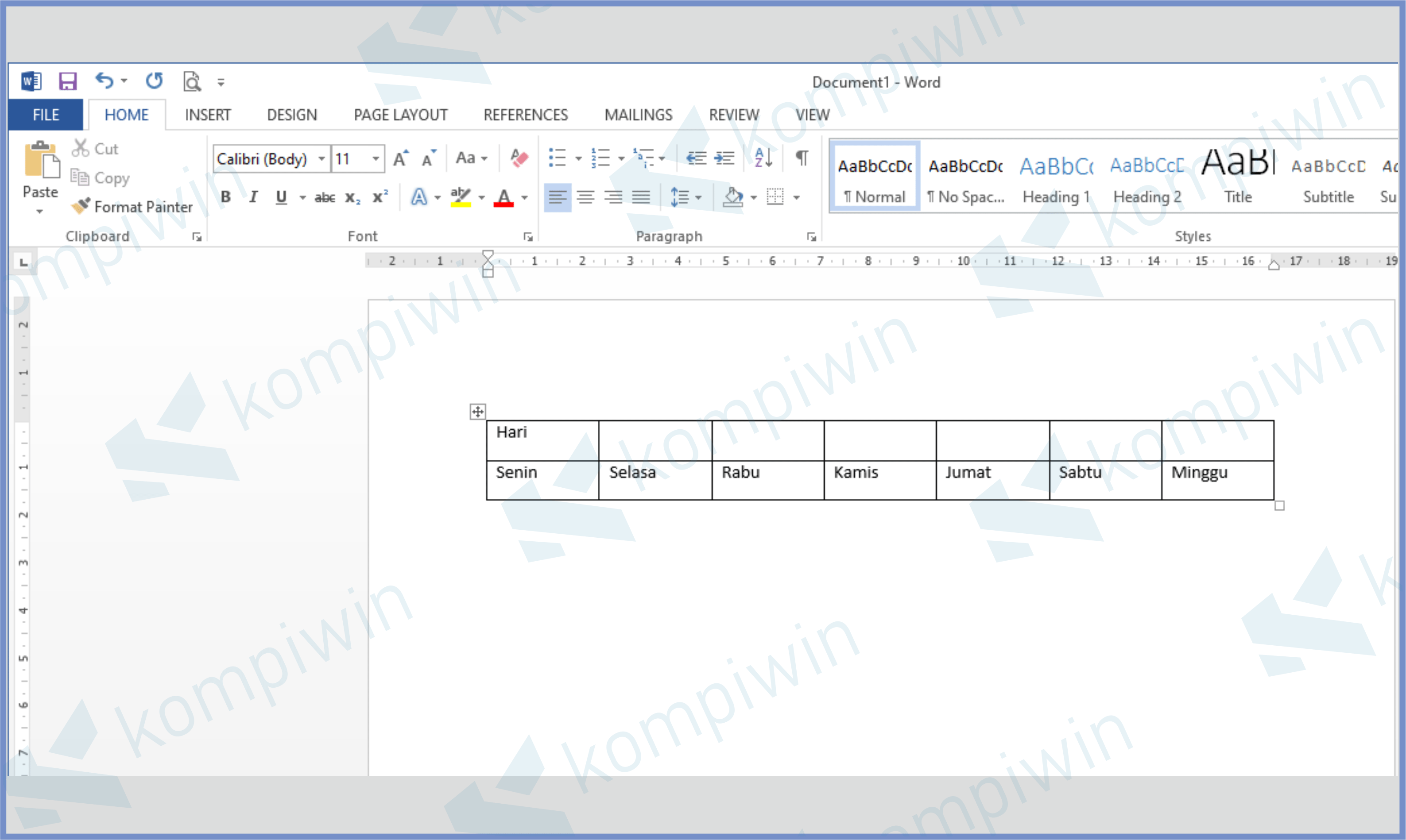 Kita Contohkan Tabel Seperti Ini