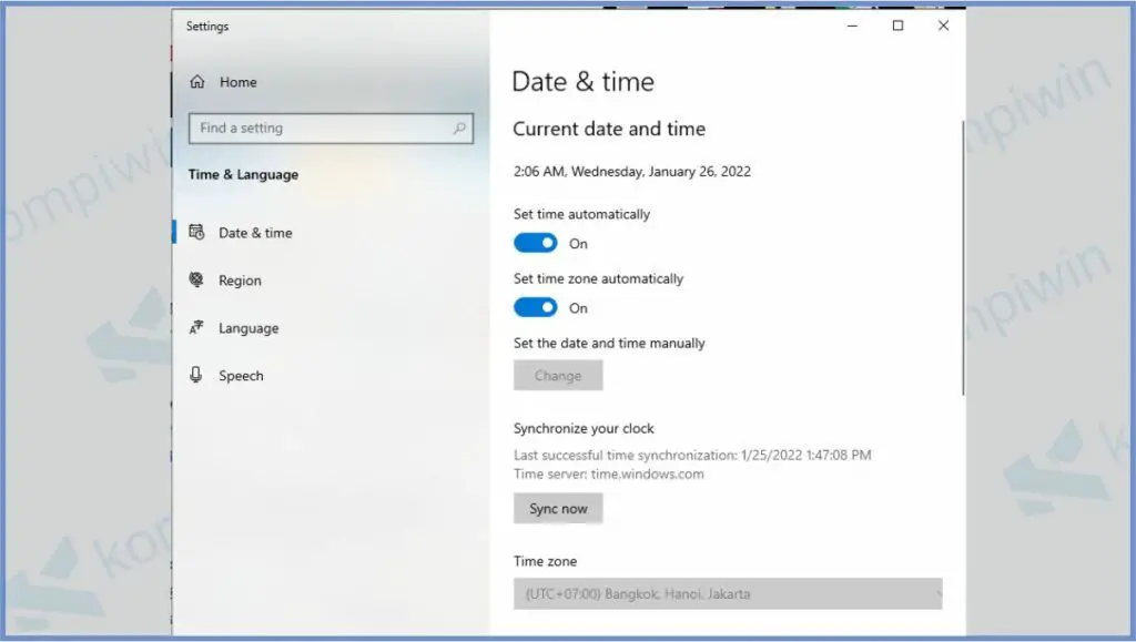 Pengaturan Waktu dan Zona Waktu Otomatis di Windows 10 - Cara Mengganti Waktu Dan Tanggal Di Windows