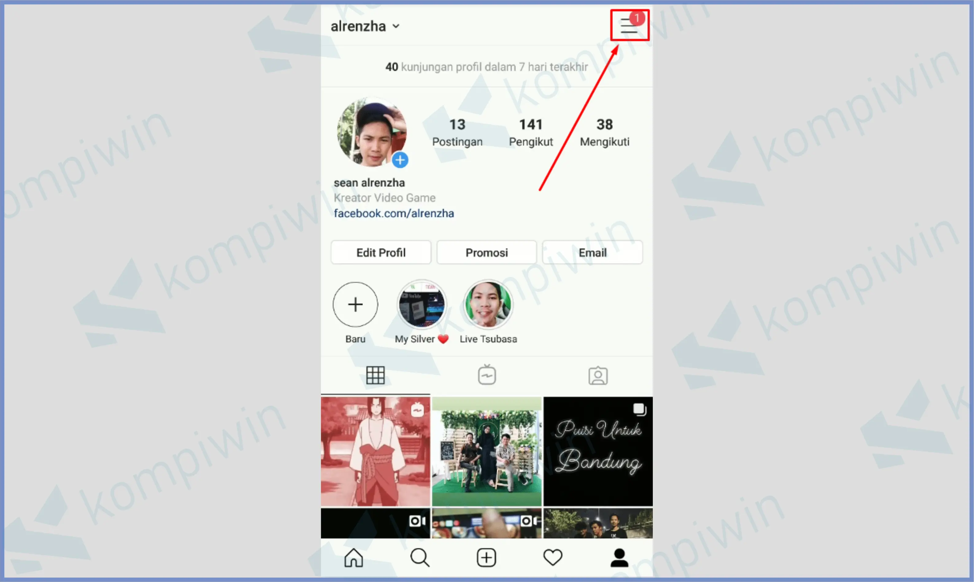 3 Klik Icon Strip Tiga - Cara Melihat Orang Yang Tidak Follback Di Instagram Tanpa Aplikasi