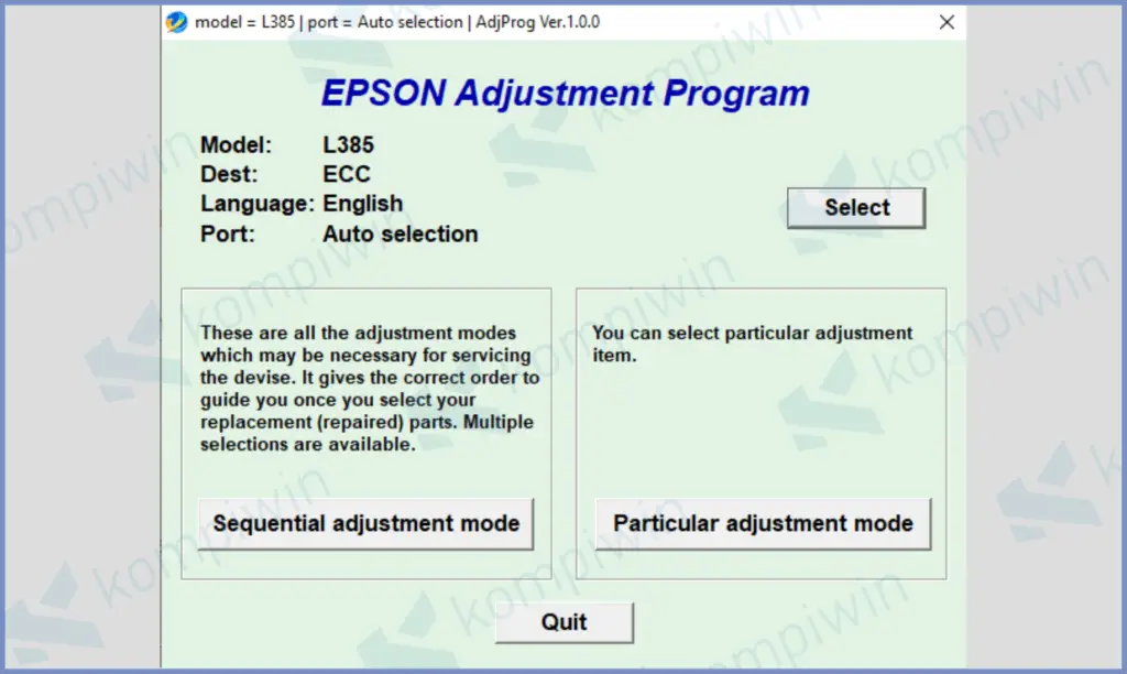 Aplikasi Epson Adjustment Program