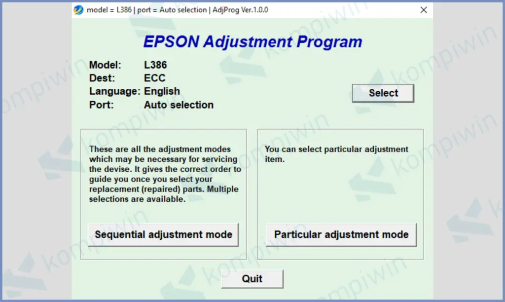 Aplikasi Resetter Epson L386