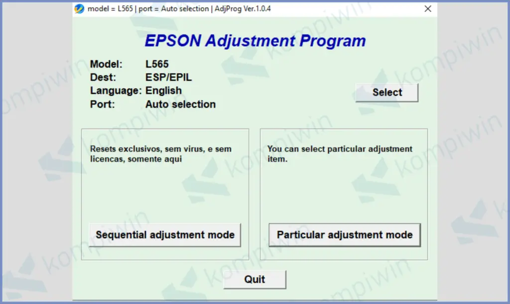 Aplikasi Resetter Epson L565