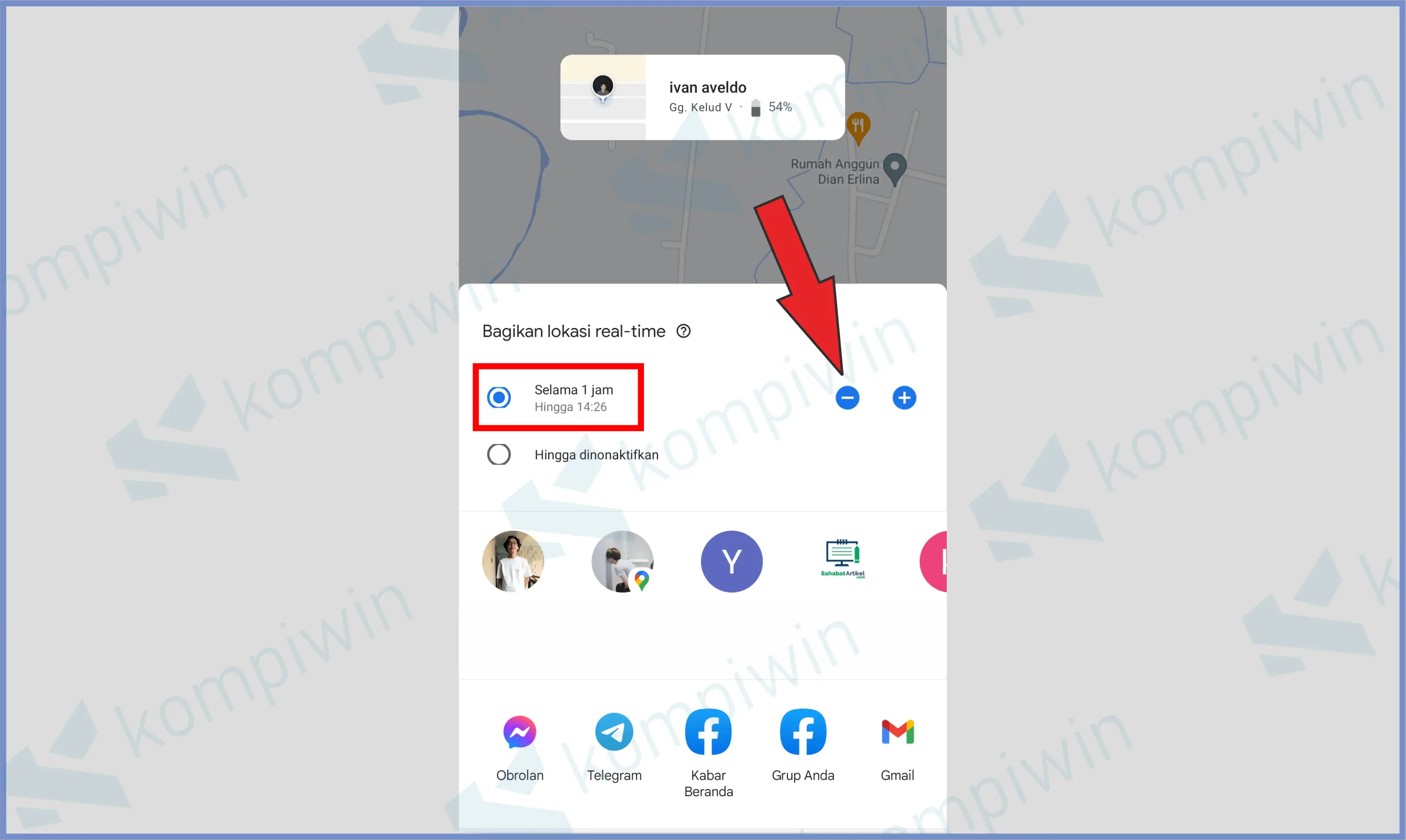 Pilih Interval Waktu - Cara Share Lokasi Dengan Google Maps Secara Real Time