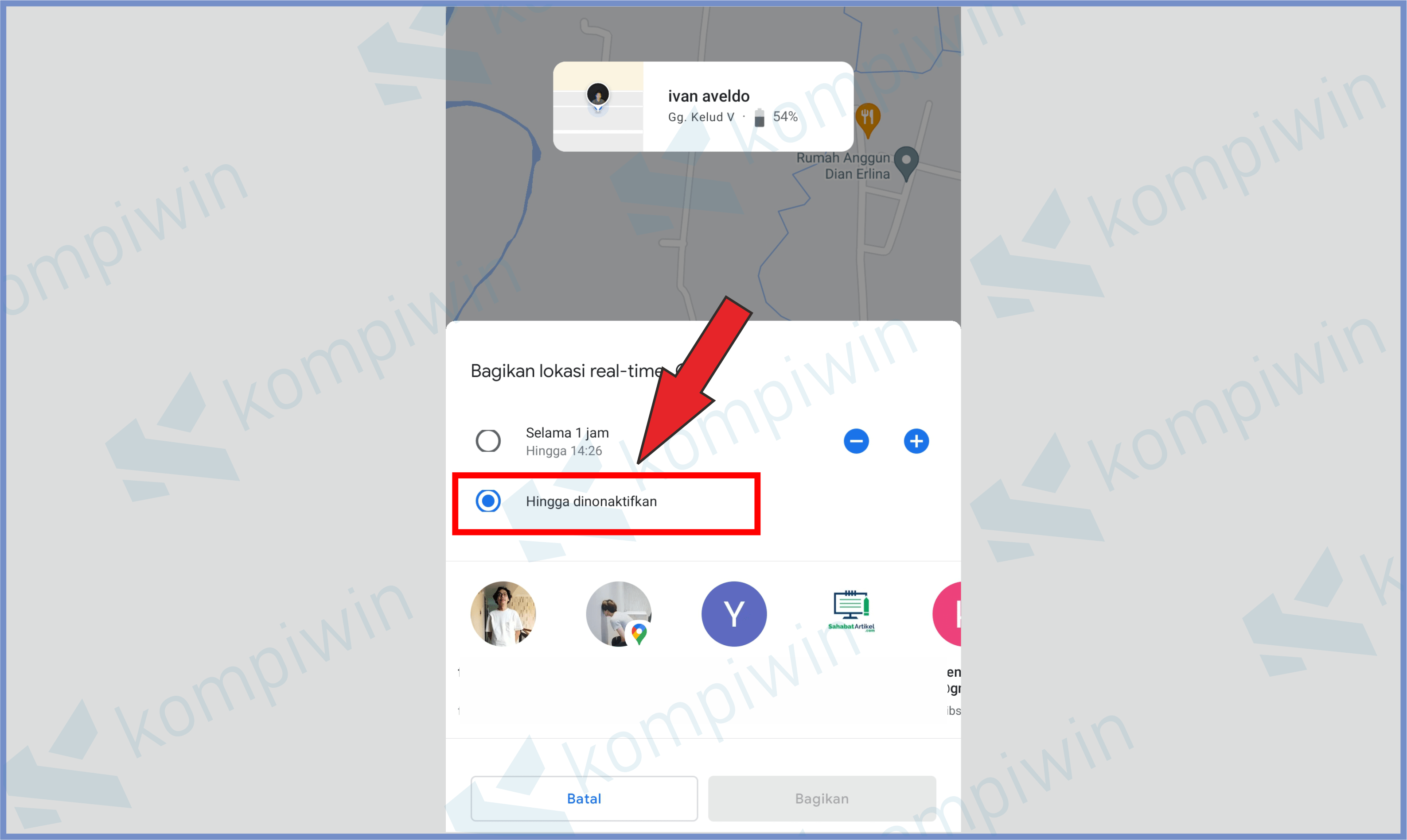 Ubah Hingga Dinonaktifkan - Cara Share Lokasi Dengan Google Maps Secara Real Time