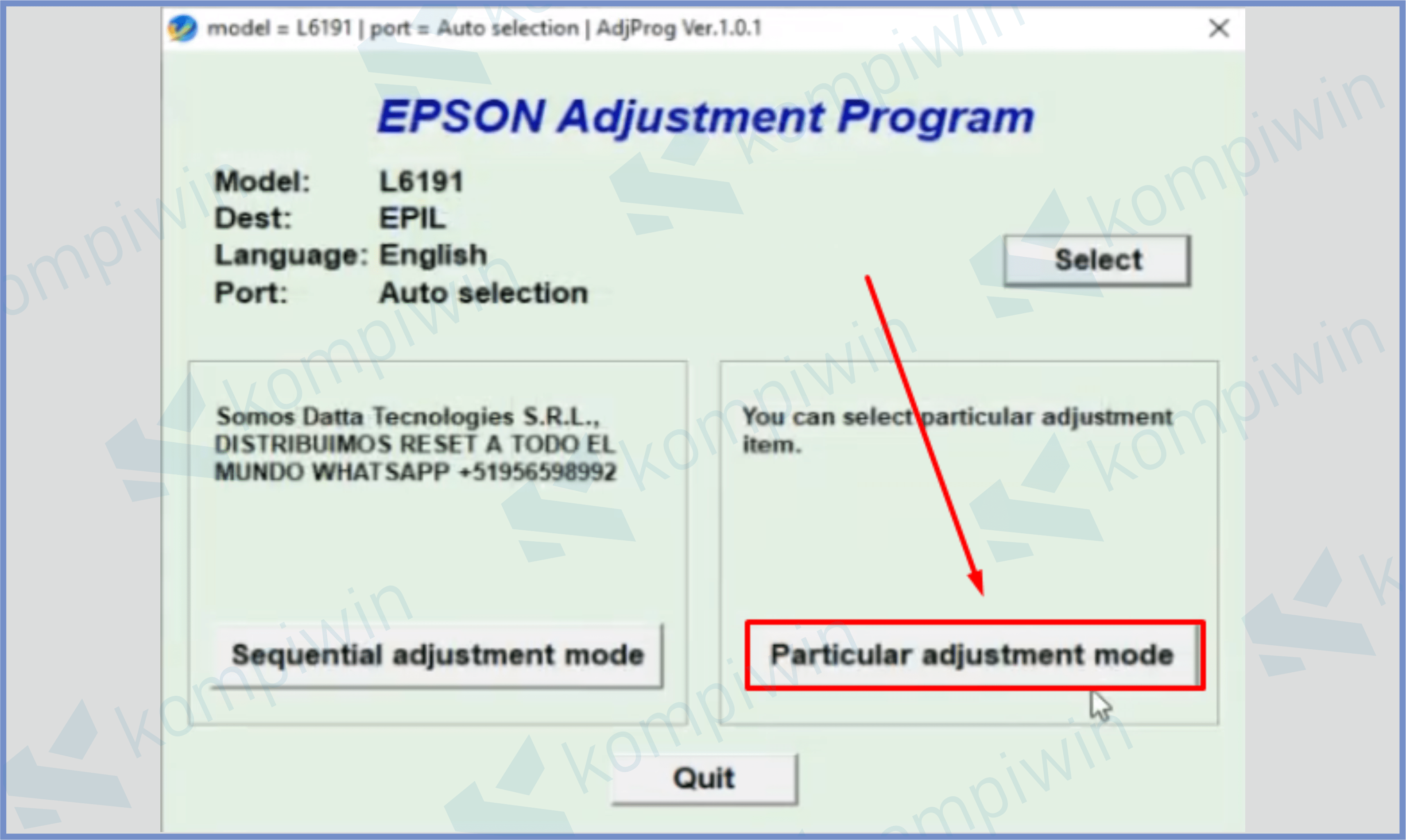 19 Pencet Particular Adjustment - Cara Reset Epson L6161