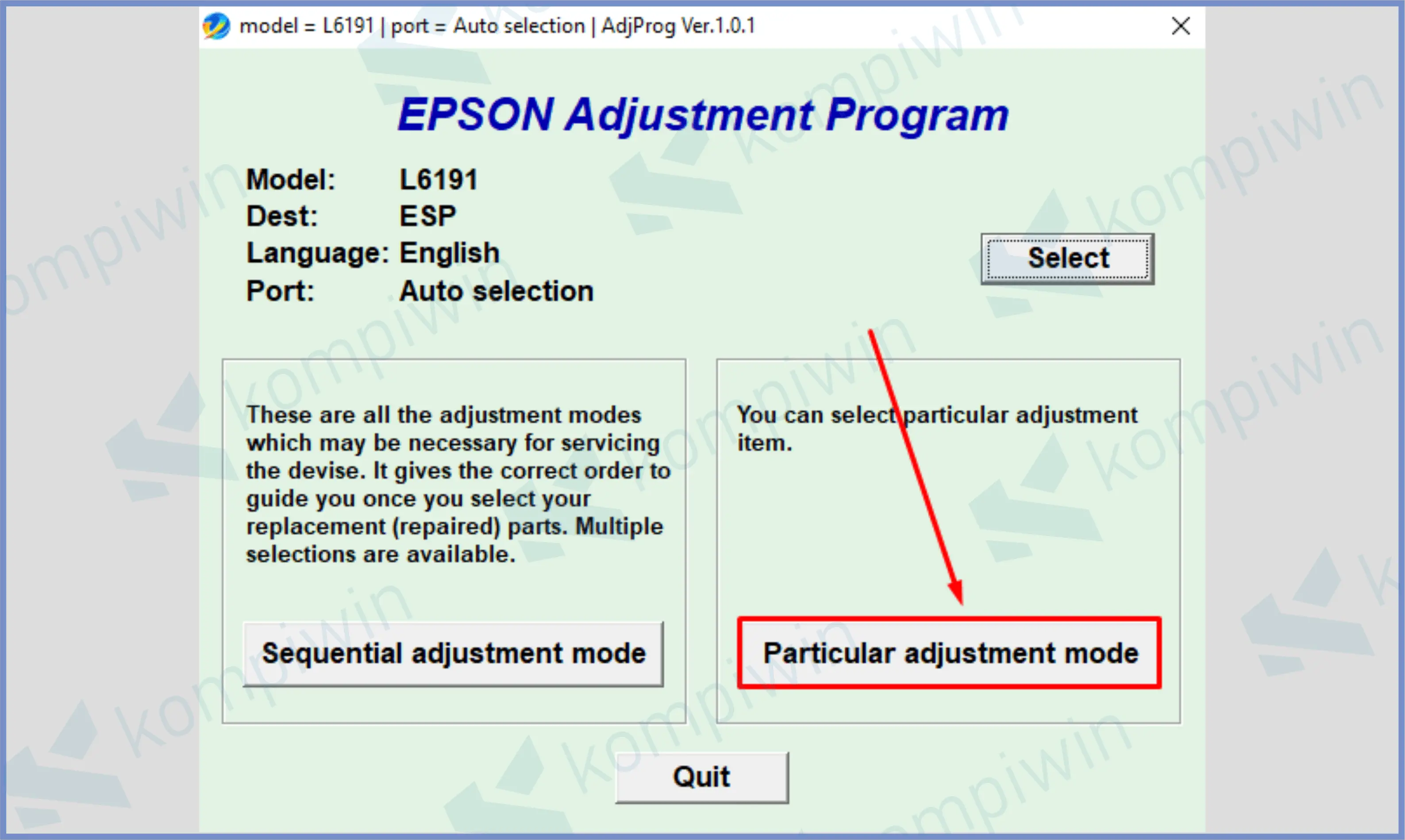20 Klik Particular Adjustment Mode - Cara Reset Epson L6190