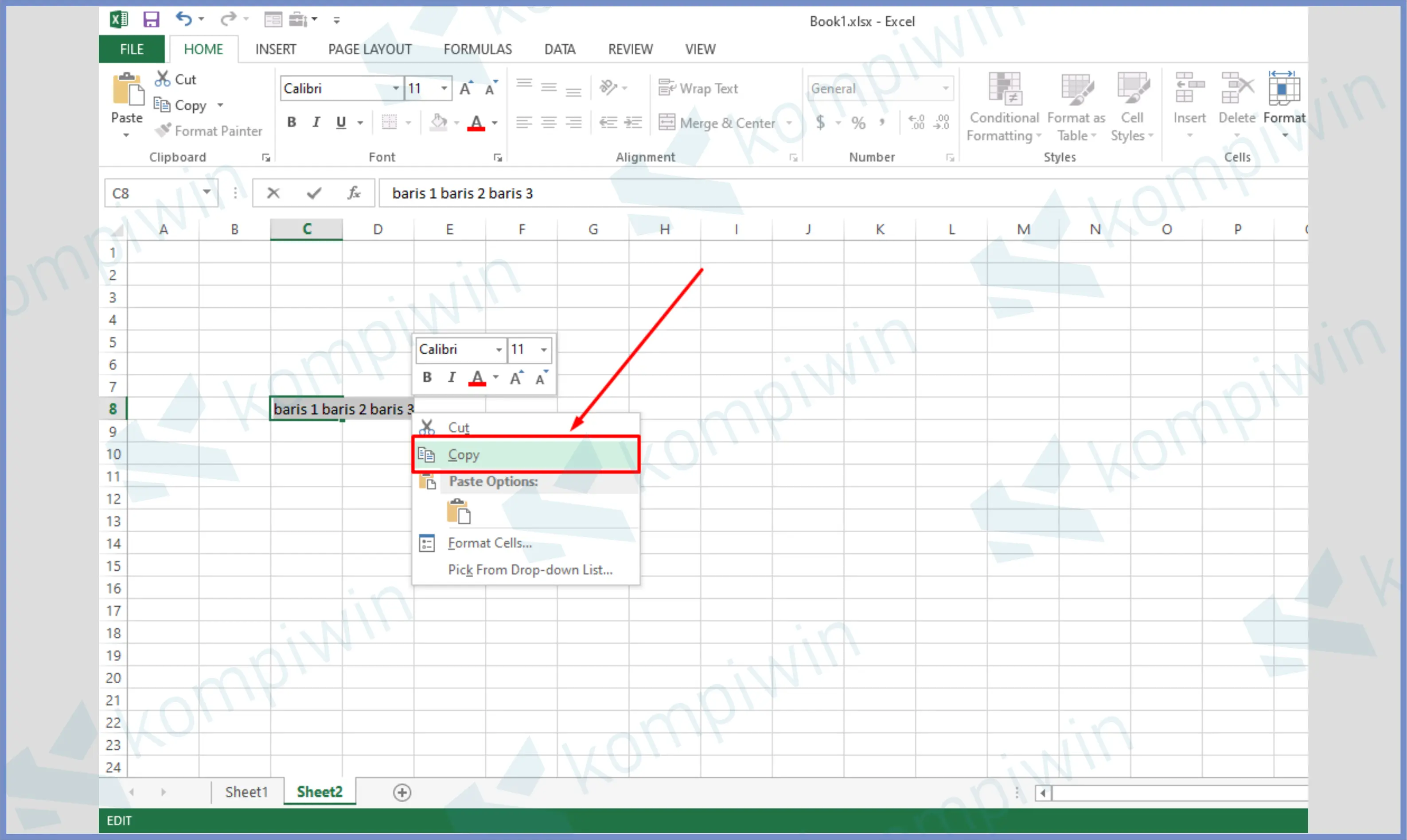 10 Klik Kanan Dan Copy - Cara Enter di Excel Dalam 1 Cell