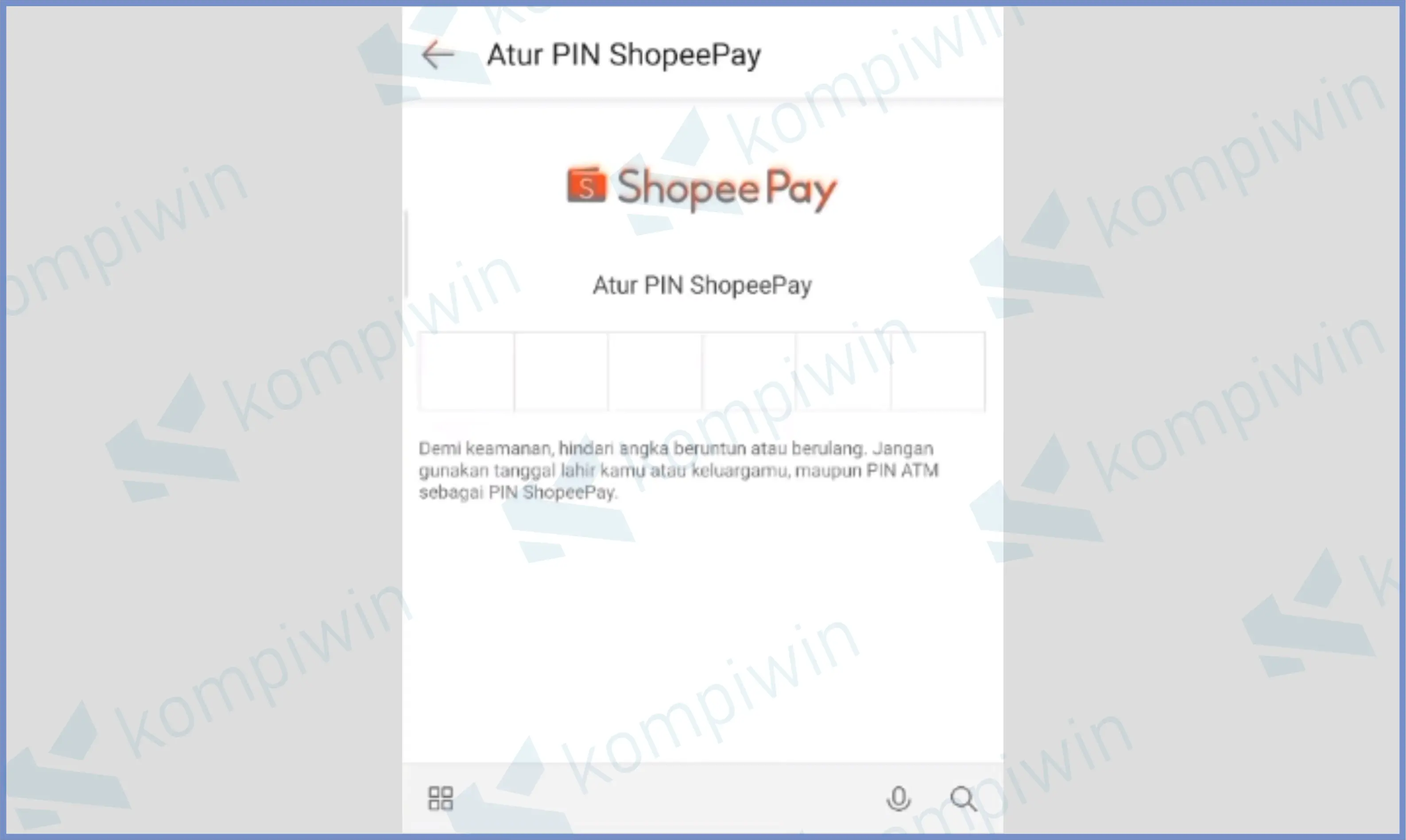 Atur ShopeePay Pin
