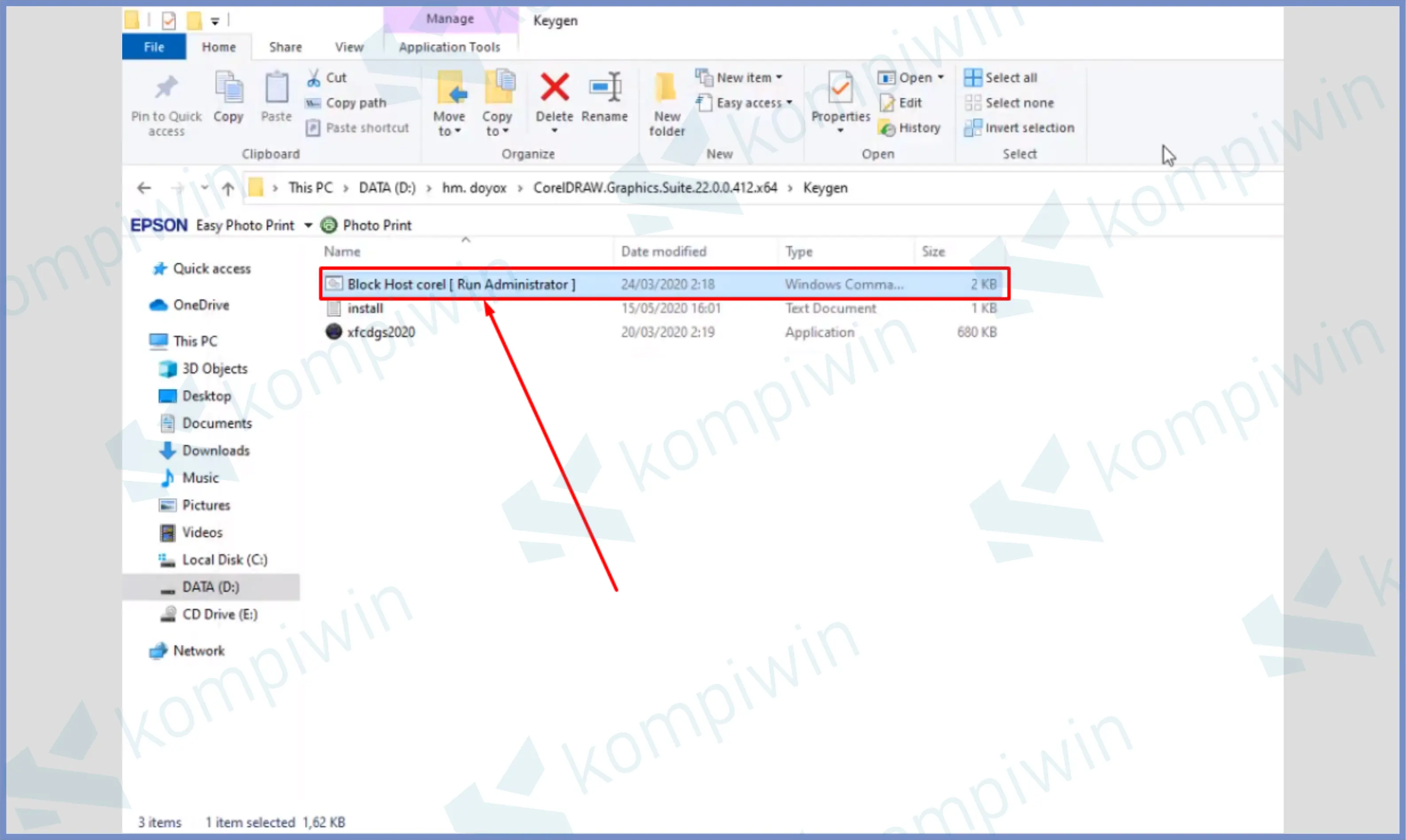 Buka File Keygennya - Cara Install CorelDraw 2020