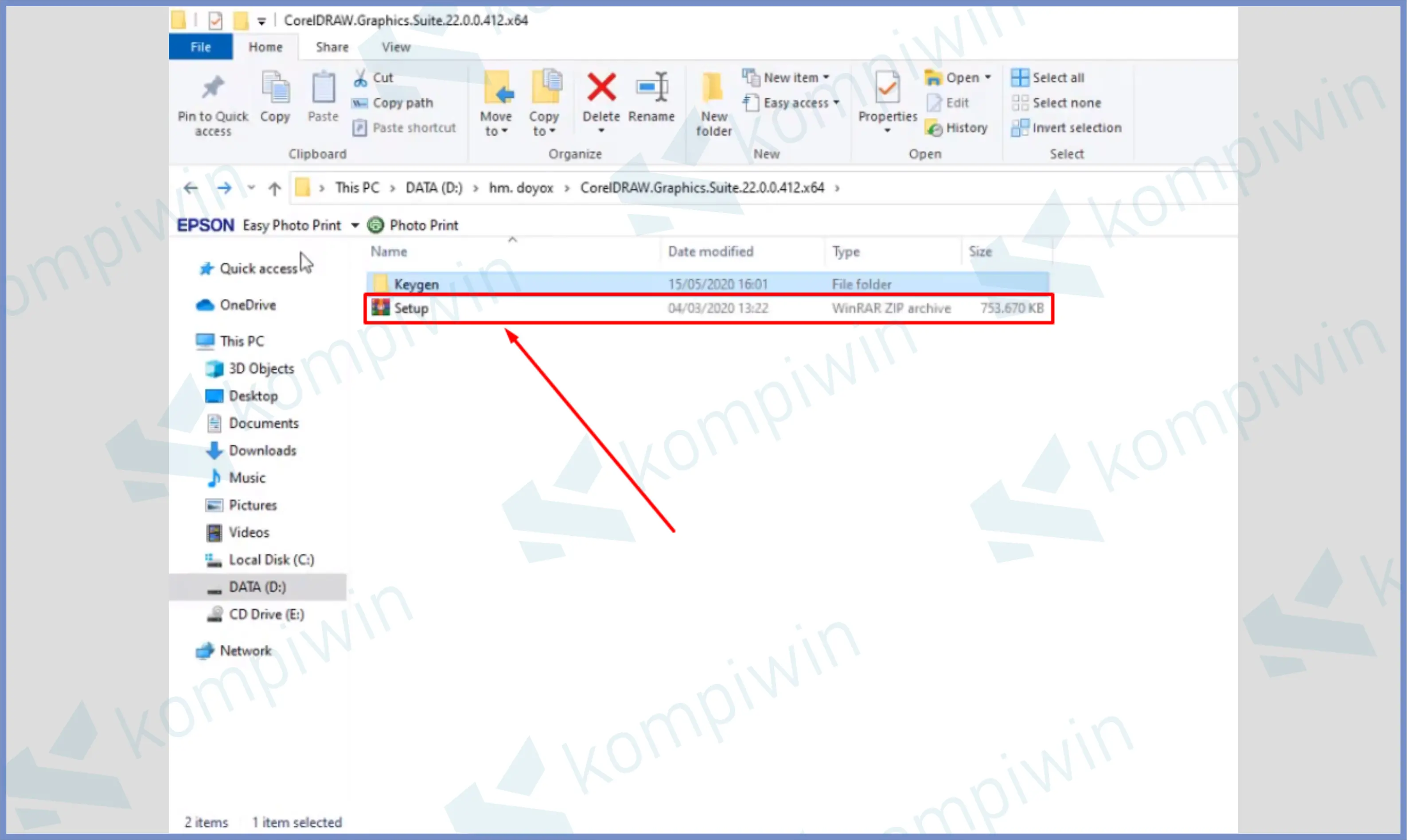 Buka File Setup - Cara Install CorelDraw 2020