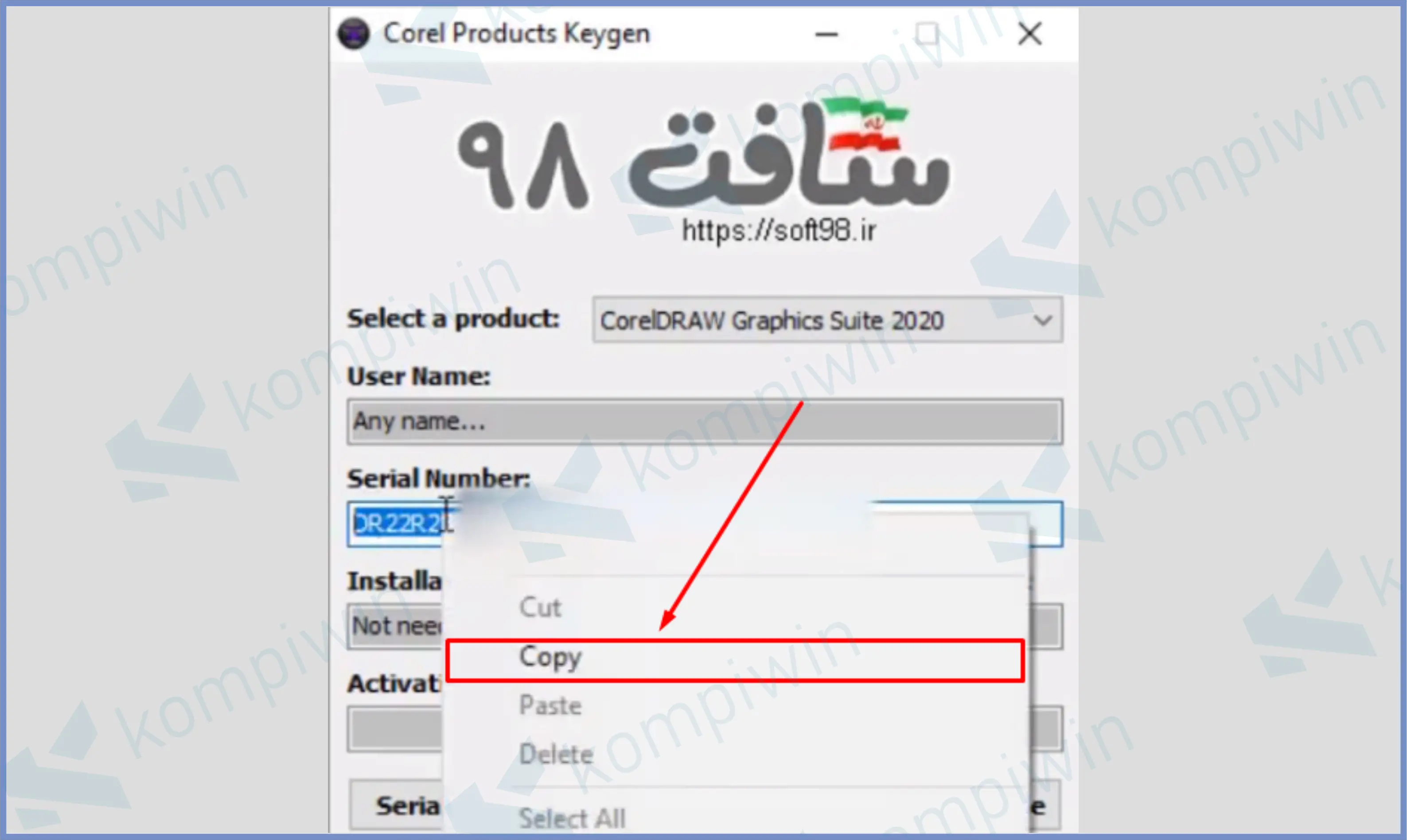 Silahkan Copy Serial Number - Cara Install CorelDraw 2020