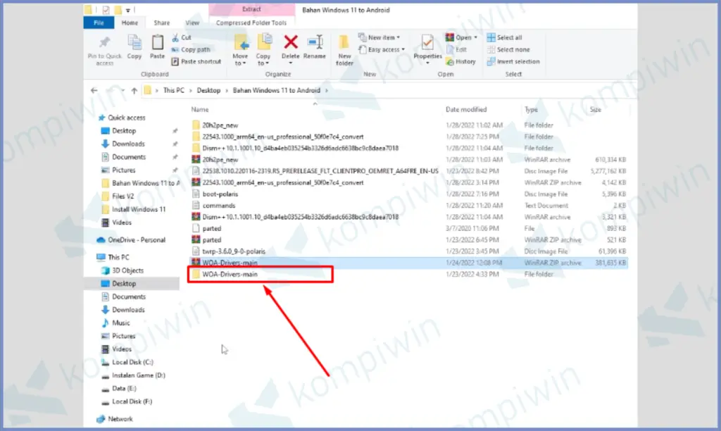 1 Ekstrak File WDA Dan Buka - Cara Install Windows 11 di HP Android