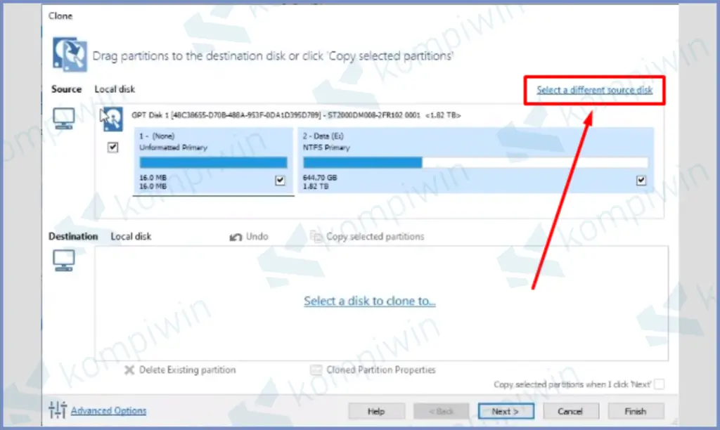 2 Select Different Source Disk - Cara Migrasi OS dari HDD ke SSD Tanpa Harus Install Ulang