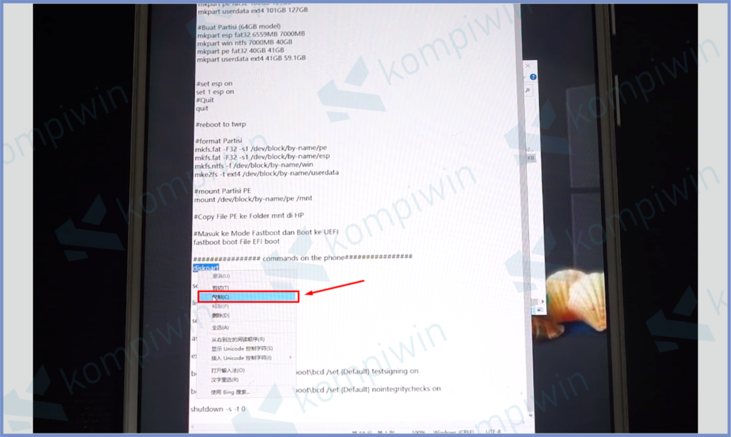 3 Copy Diskpart - Cara Install Windows 11 di HP Android