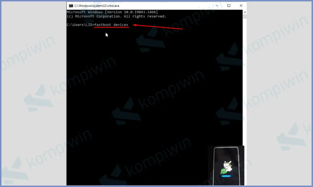 3 Ketikkan Perintah Fastboot - Cara Install Windows 11 di HP Android