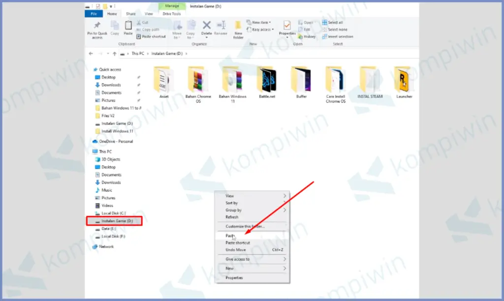 3 Paste Folder Di Disk Lain - Cara Install Windows 11 di HP Android
