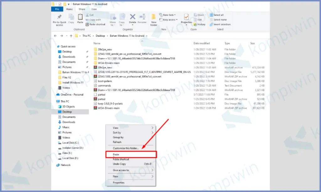 6 Paste Ke Dalam Folder Bahan - Cara Install Windows 11 di HP Android