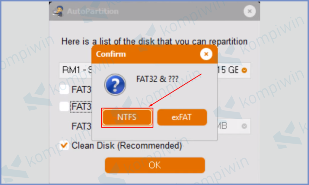 7 Klik Tombol NTFS - Cara Membuat Installer Windows Format GPT dan MBR Dalam 1 Flashdisk