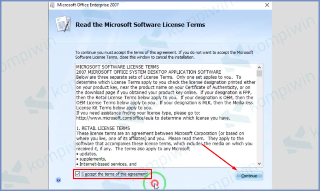 Centang Setuju Dan Klik OK - Cara Install Microsoft Office 2007 Secara Permanen
