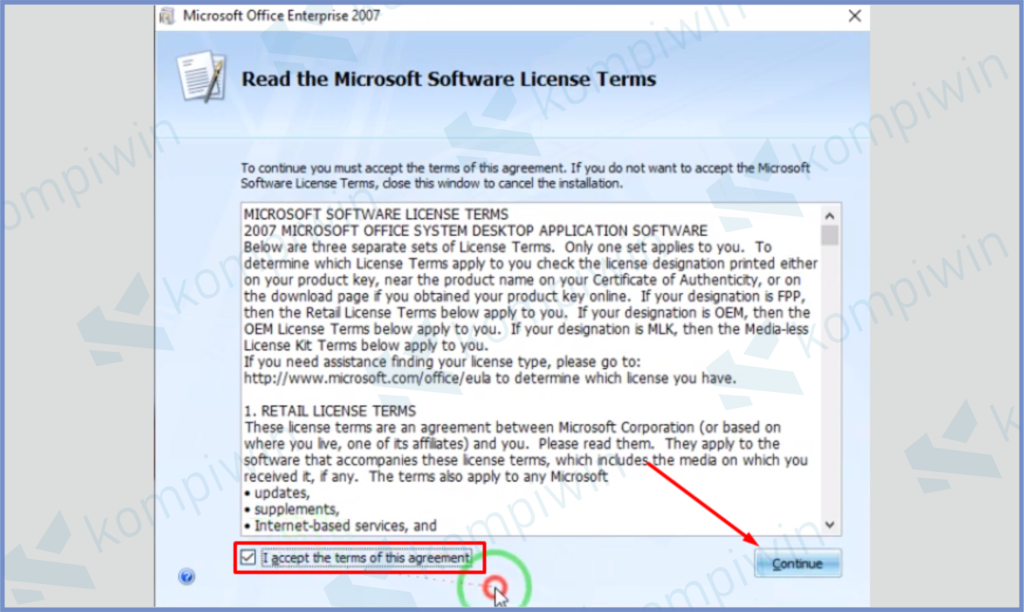 Centang Setuju Dan Klik OK - Cara Install Microsoft Office 2007 Secara Permanen