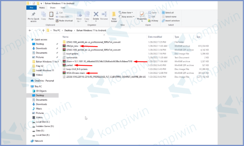Copy Beberapa File Berikut - Cara Install Windows 11 di HP Android