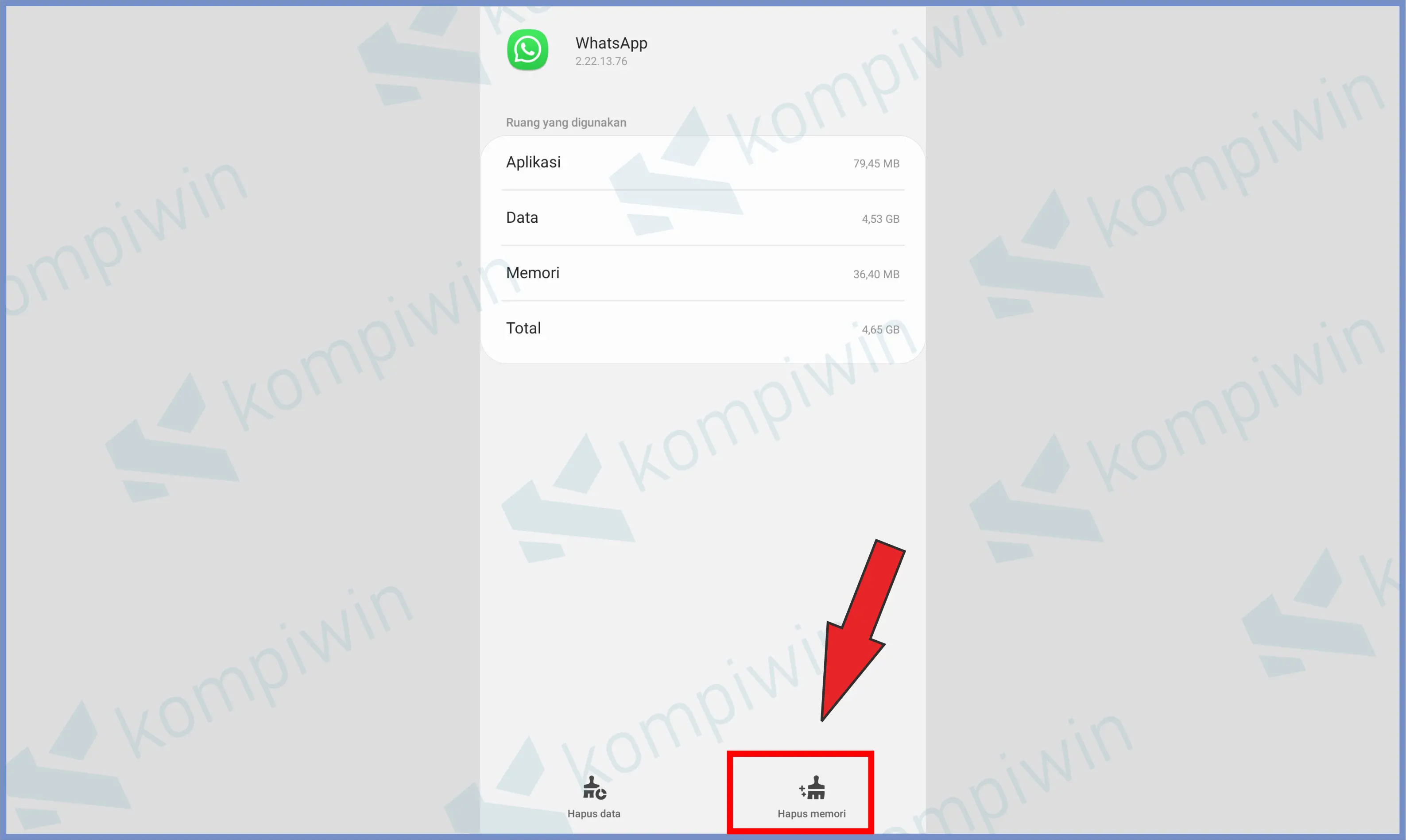 Klik Hapus Memori - Cara Mengatasi Cadangan Google Drive di WhatsApp yang Macet
