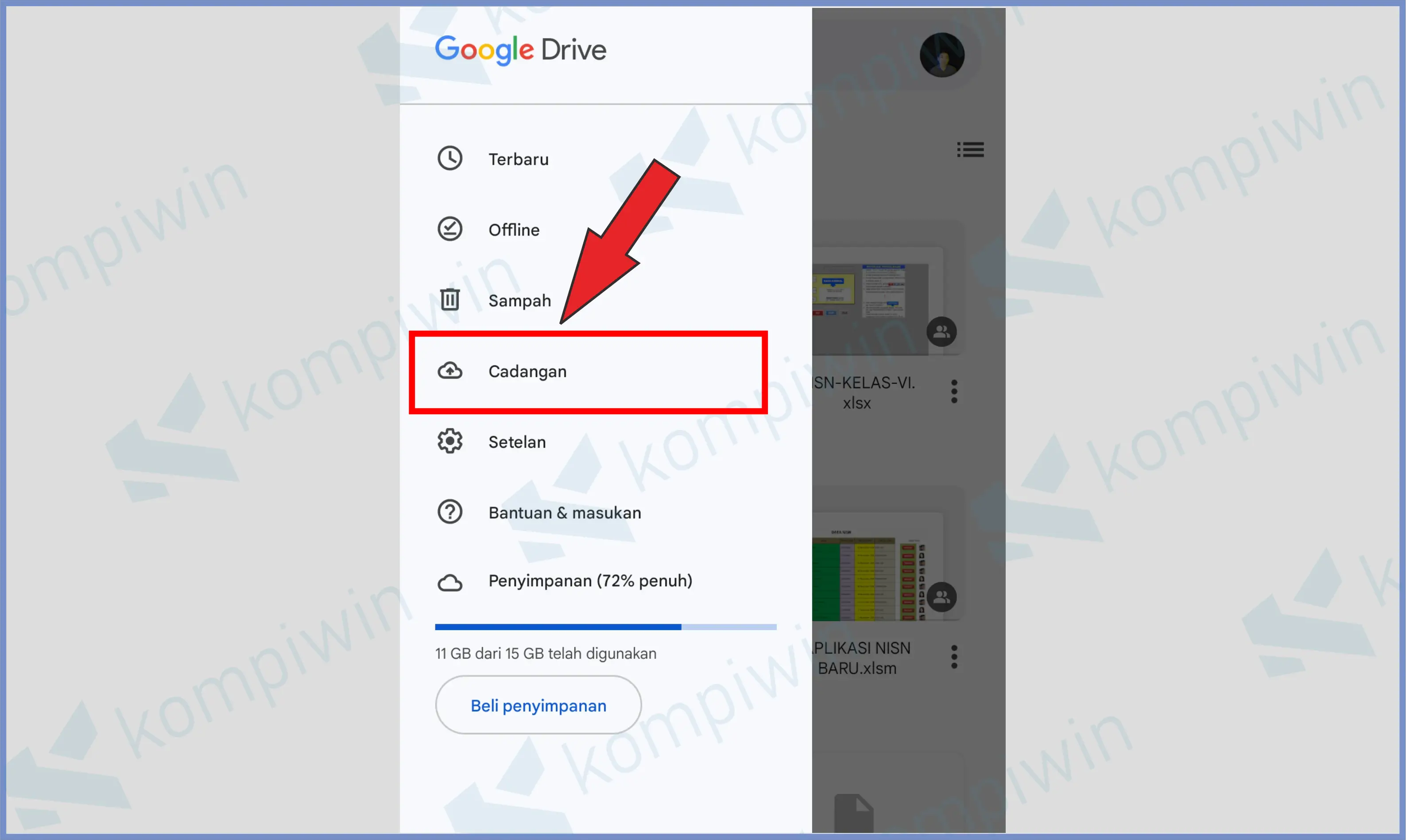 Klik Menu Cadangan - Cara Mengatasi Cadangan Google Drive di WhatsApp yang Macet
