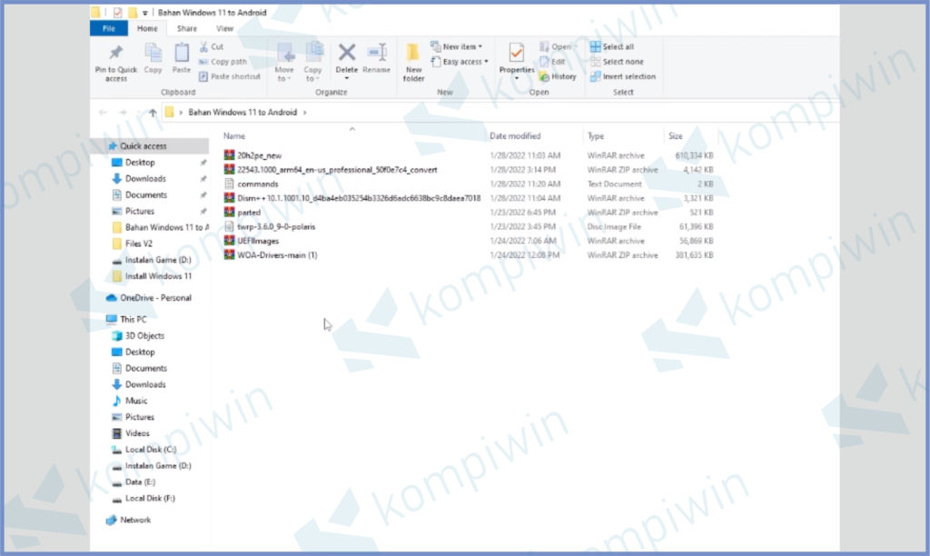 Kumpulkan Jadi Satu File - Cara Install Windows 11 di HP Android