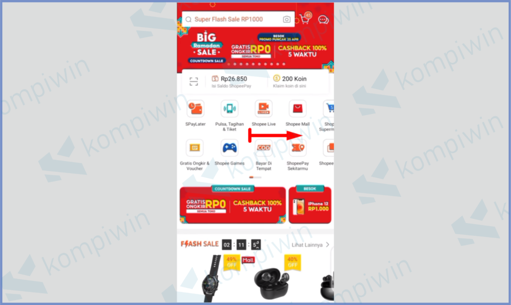 1 Geser Menu Ke Kanan - Cara Menonaktifkan Shopee PayLater Permanen